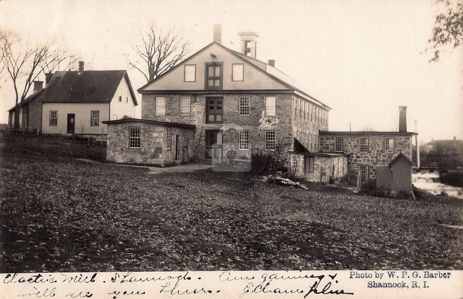 c1905 Electric Mill Shannock RI by WPG Barber RPPC Photo Postcard COPY