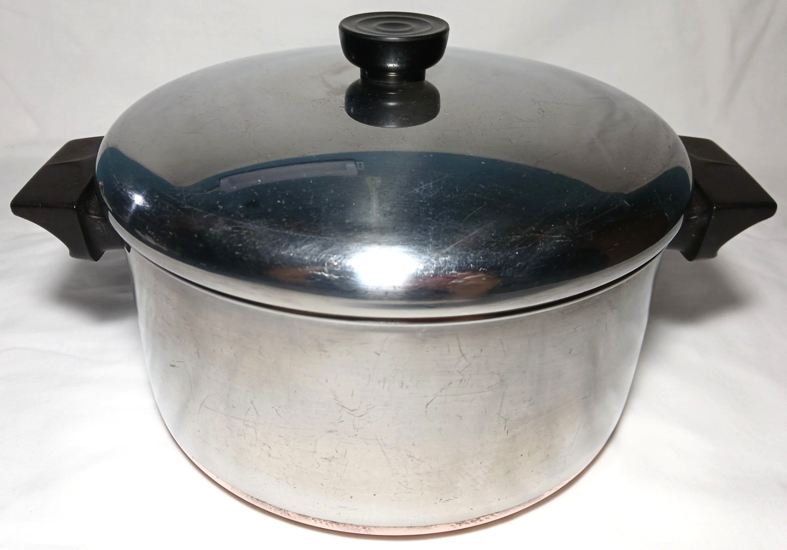 Vintage Revere Ware 1801 4 Qt Stock Pot Copper Clad Stainless Steel Lid 1968-77