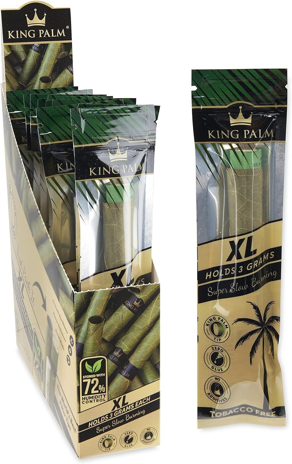 King Palm | XL Size | Natural | Prerolled Palm Leafs | 10 Pack, 1 Roll per Pack