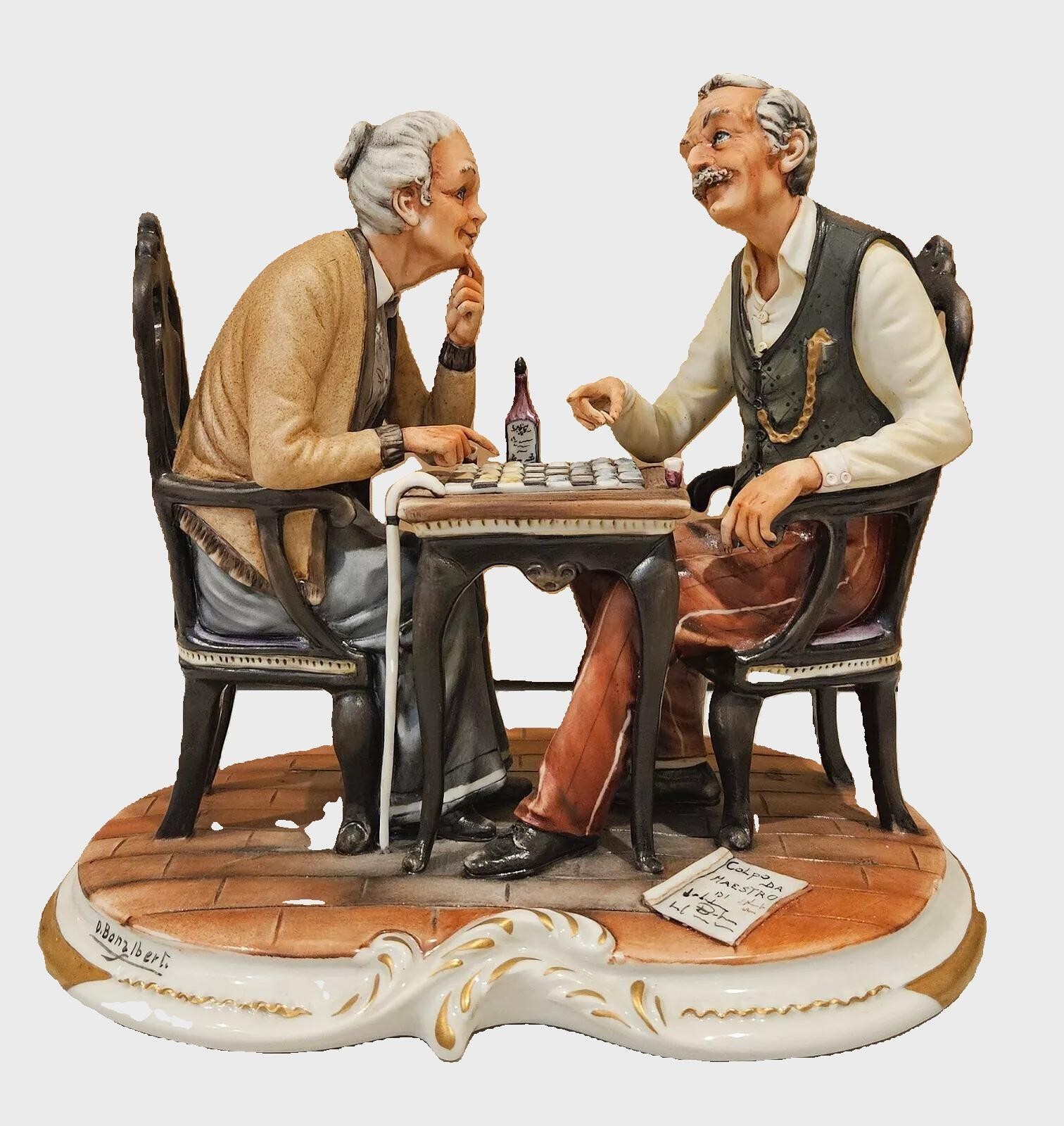 Dino Bonalberti Capodimonte Figure Cheker Game Porcelain