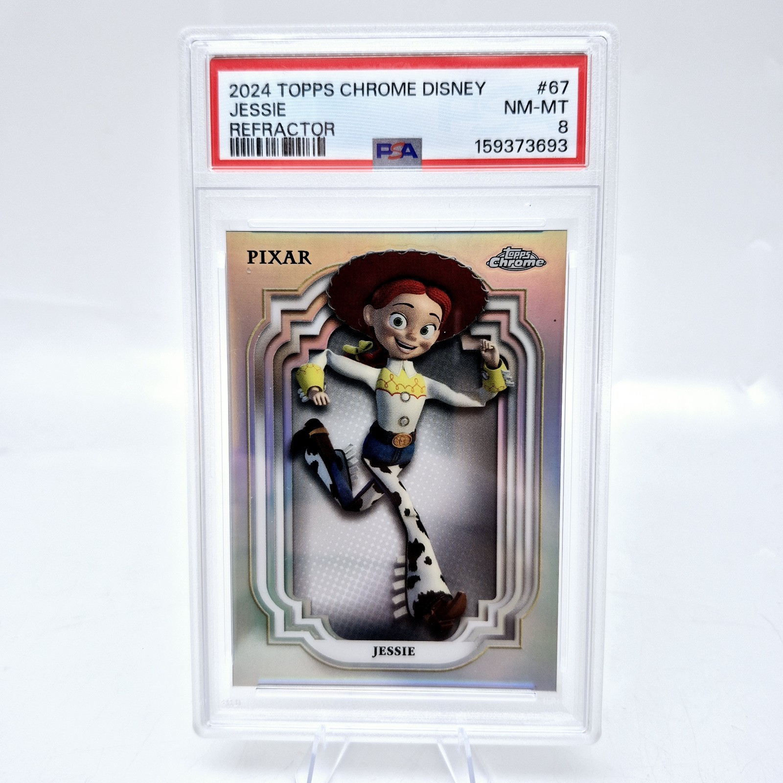 2024 Topps Chrome Disney Jessie #67 PSA 8 Refractor Toy Story 2024 Topps Chrome Disney Jessie #67 PSA 8 Refractor Toy Story