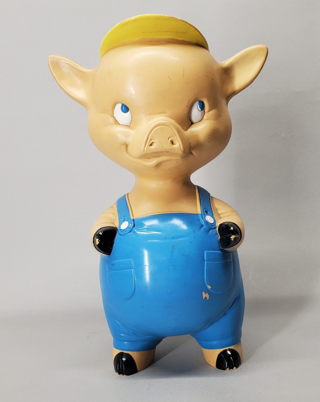 Vintage 1970s Mascon Toy Co  Mischievous Pig Overalls Yellow Cap No Bank Loose