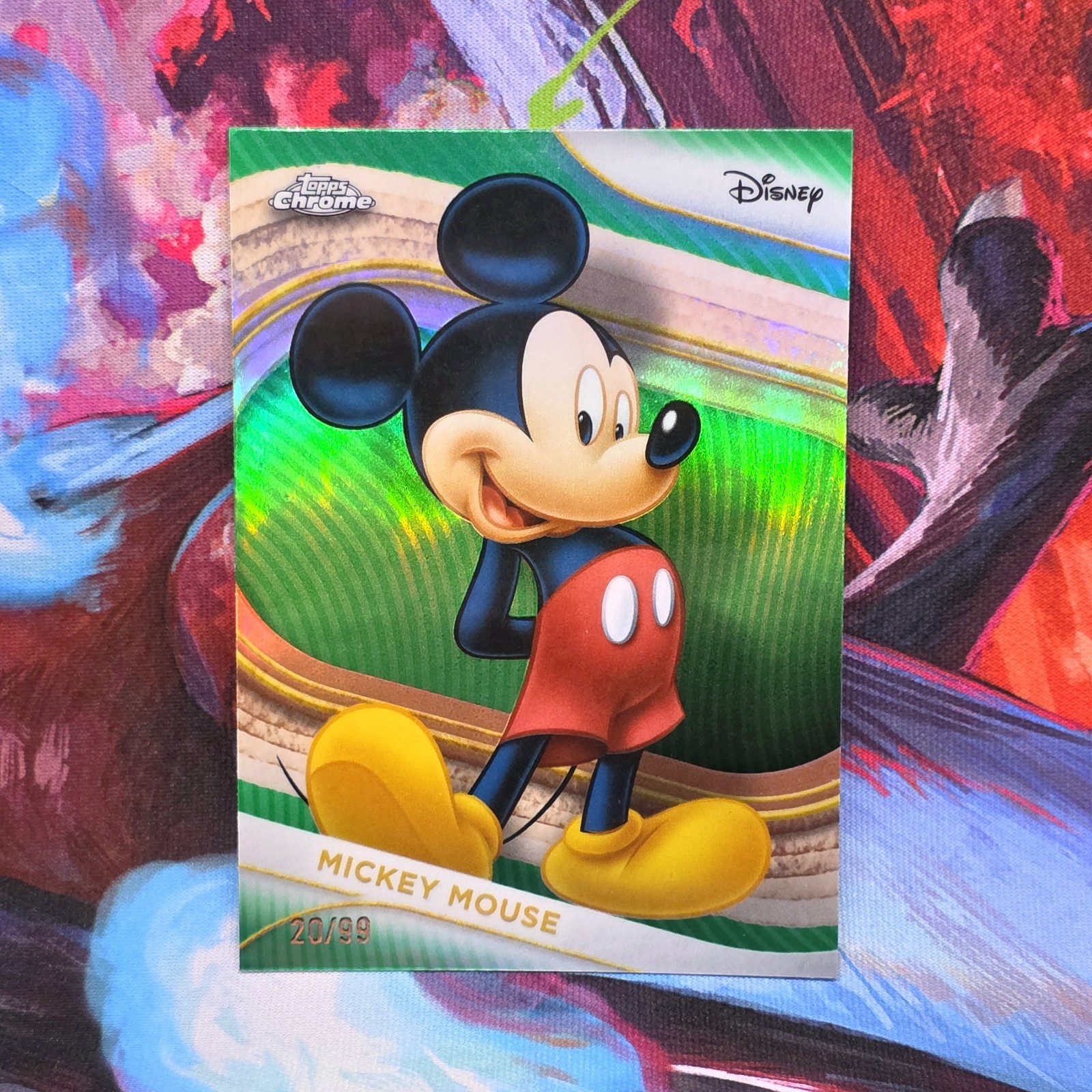 2025 Topps Chrome Disney Mickey Mouse Green /99 Refractor #1