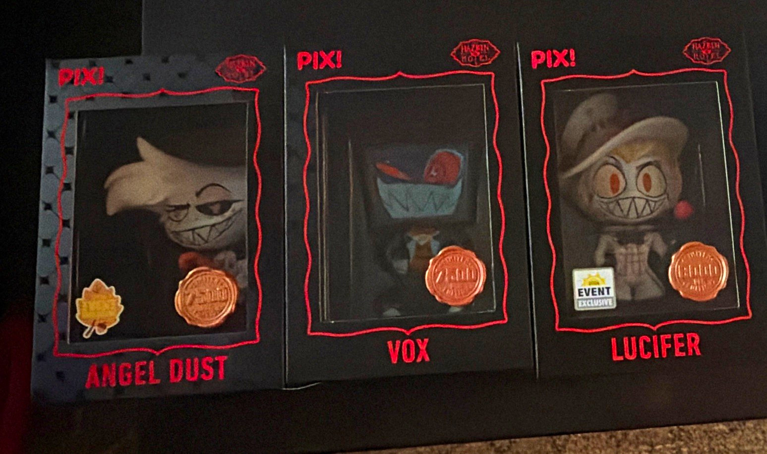 Pixi Hazbin Hotel Angel Dust Vox Lucifer lot Vinyl Figure Set Limited 7500