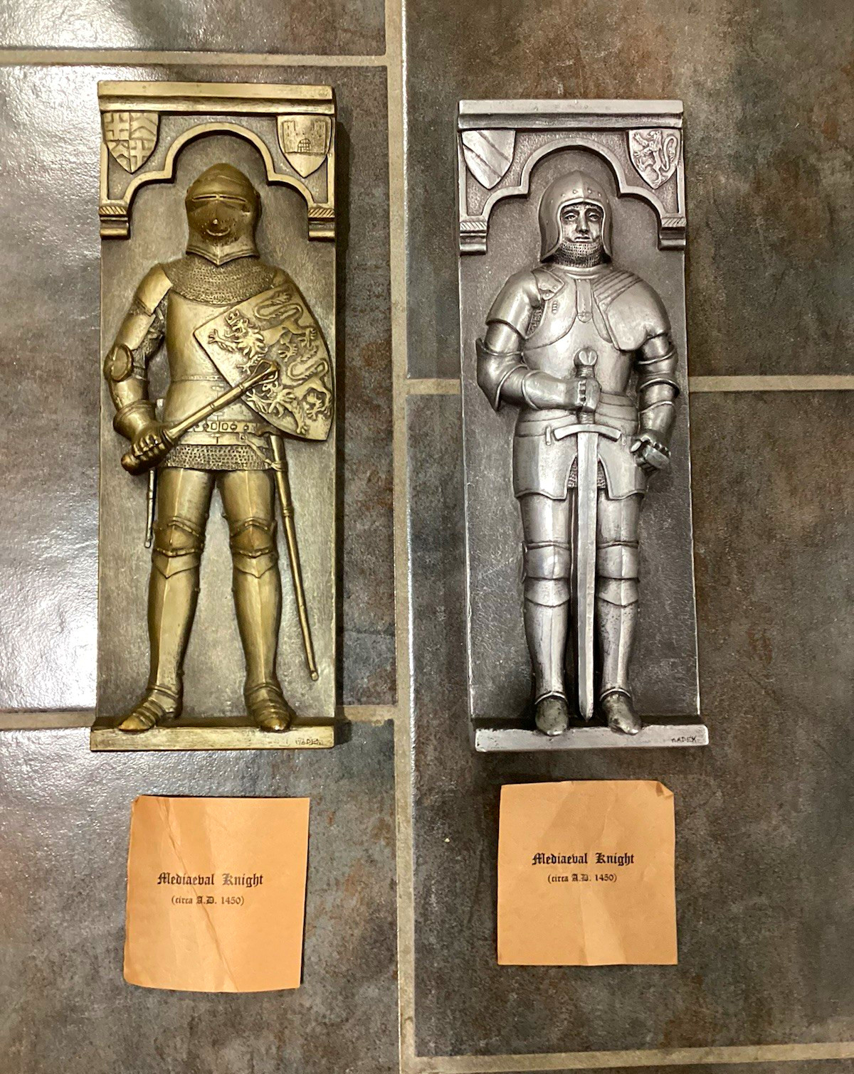 Marcus Designs Handmade Medieval Knight Metal Wall Plaques Set of 2, England