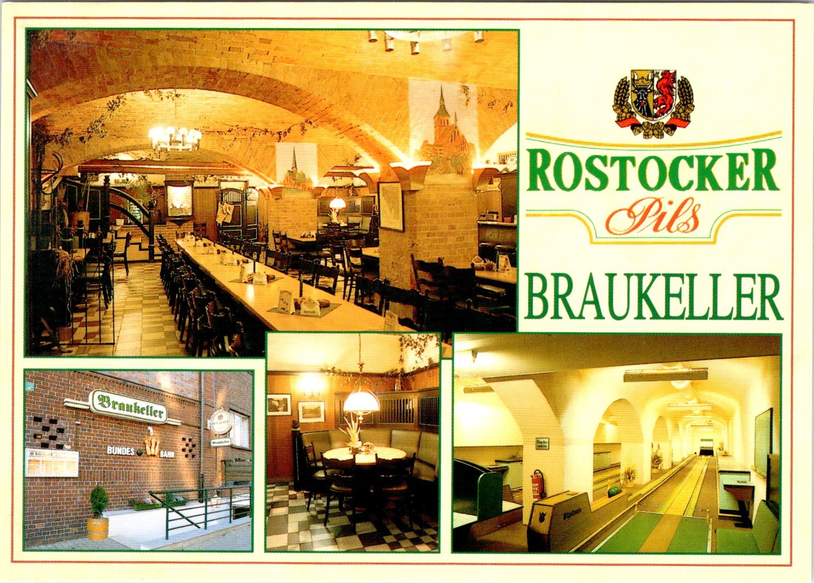 Rostock, Germany ROSTOCKER BRAUKELLER Beer Pub, Pils & Bowling Lane 4X6 Postcard