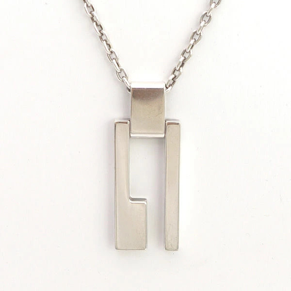 GUCCI G Logo Cutout Plate Necklace SILVER 925 Small Bean Necklace Pendant Top Ac