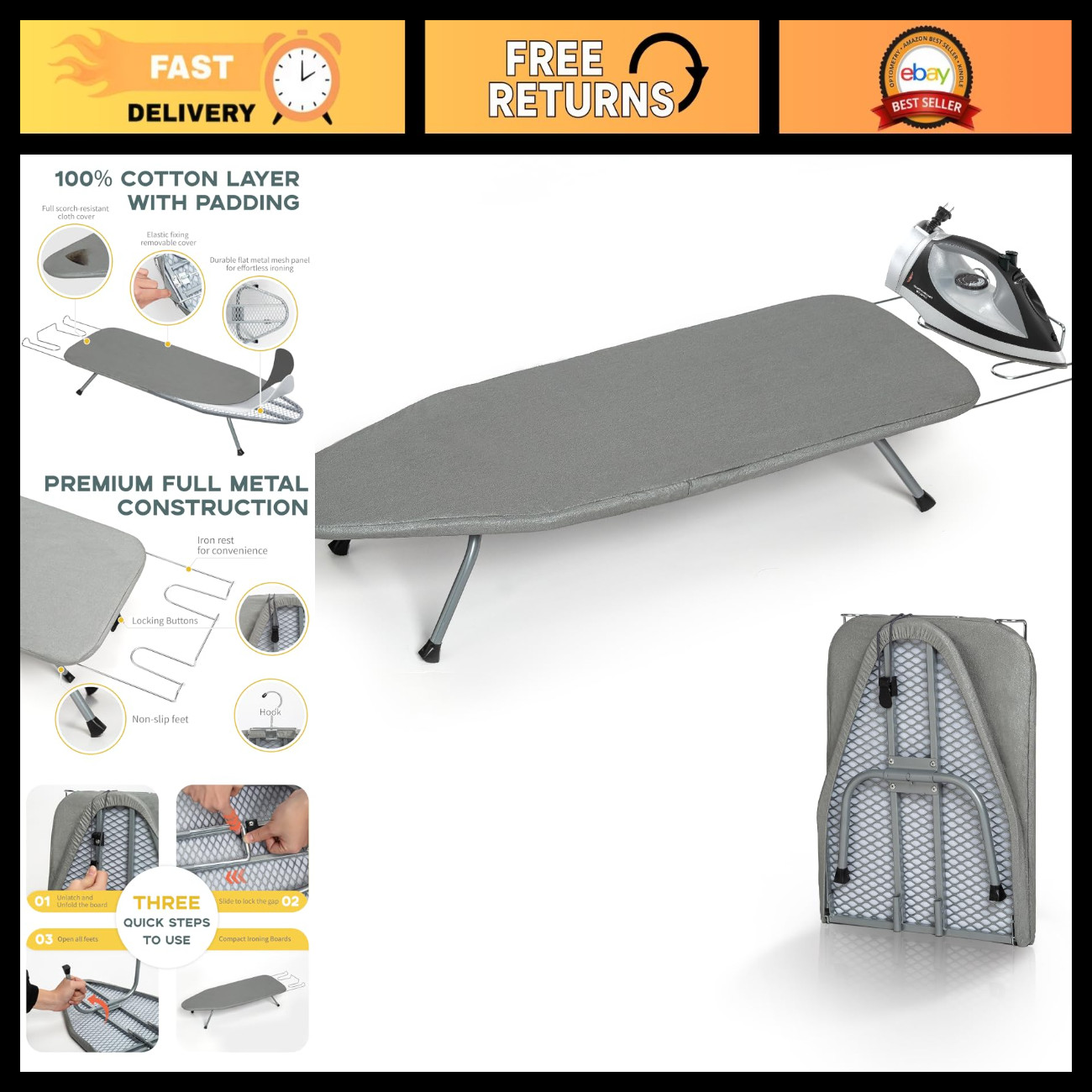 Gray Mini Tabletop Ironing Board 31\