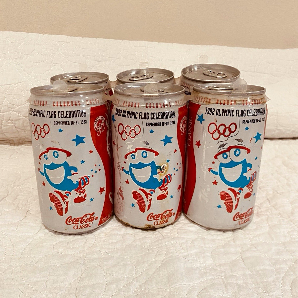 Vintage 1992 Olympic Flag Celebration Coca-Cola Cans (Sealed 6-Pack) - Izzy Masc