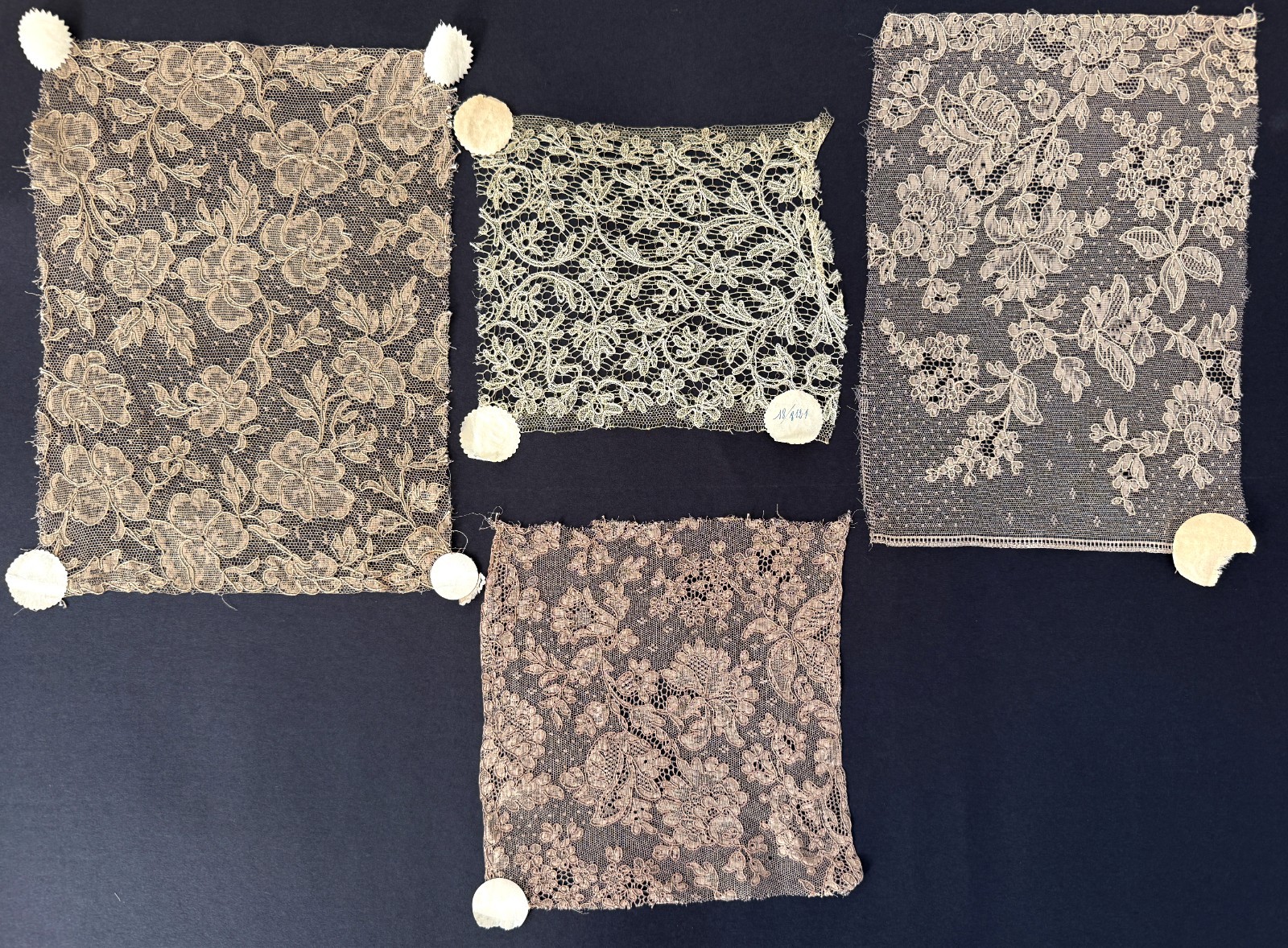 Lot of 9 Antique French Machine Lace 19th Century variable measurements