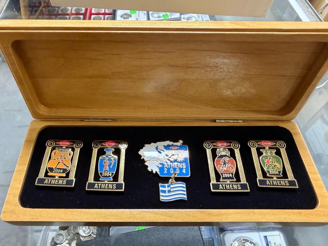 Athens 2004 Summer Games Dow Chemical Pins and Picture Frame SEE PICS