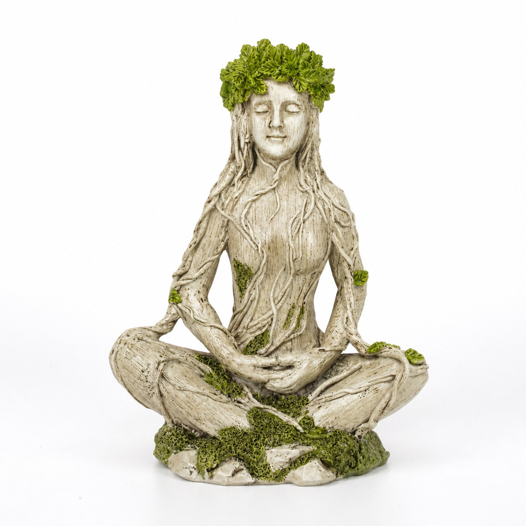 Forest Tree Goddess Statue Resin Meditation Figurine Indoor Outdoor Decor