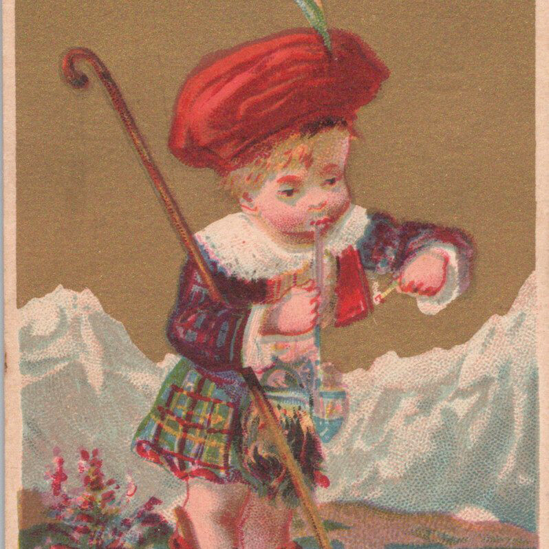 1880s Remsen Dry Goods House Scottish Boy Kilt Shepard Victorian Trade Card