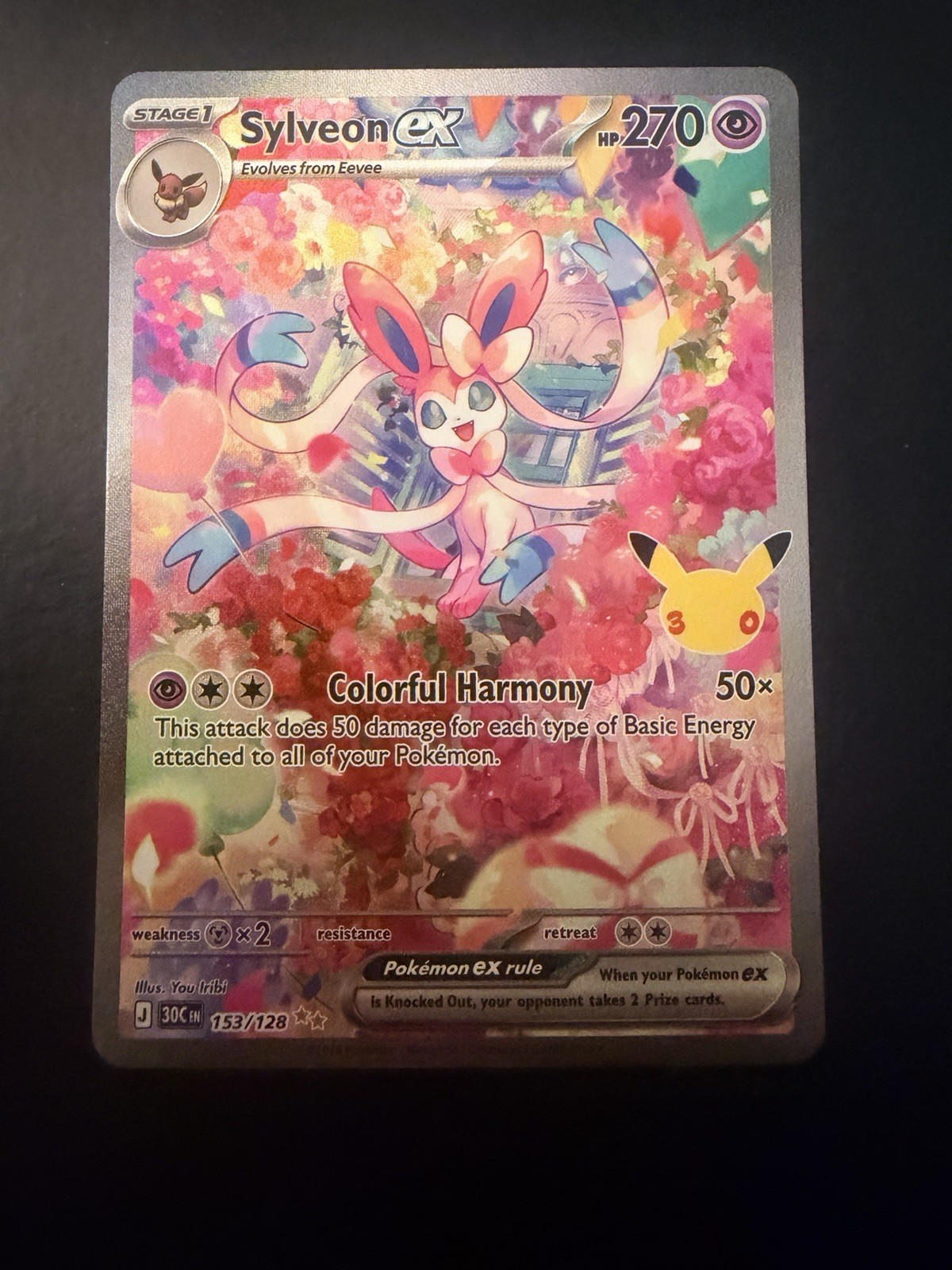 Pokemon TCG 30th Anniversary Celebrations Sylveon EX SIR 153/128 English