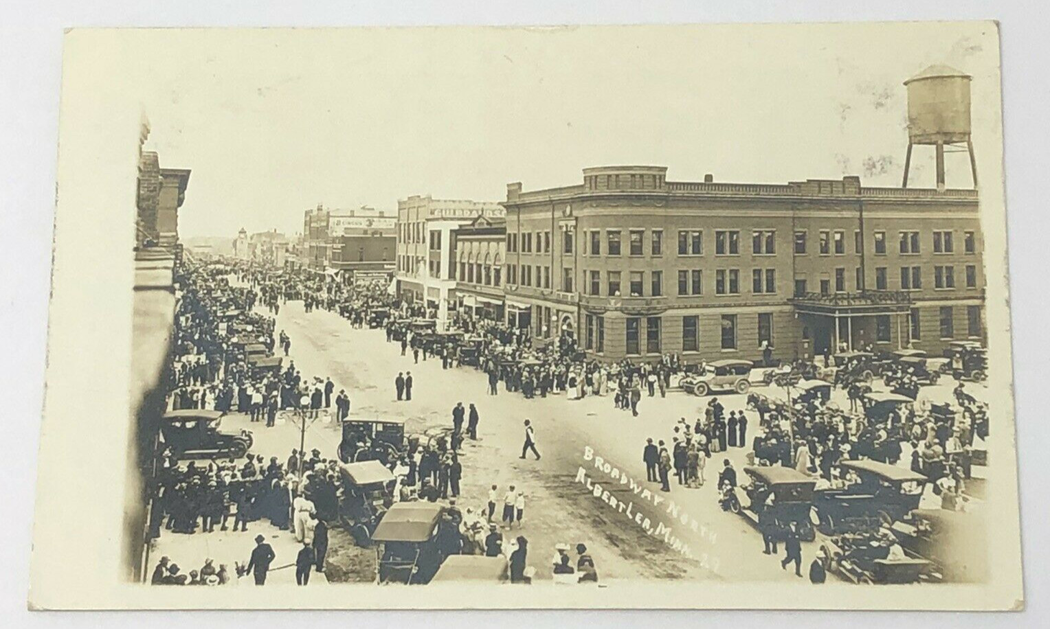 1917 Albert Lea MN Real Photo Postcard Broadway Ringling Bros Circus Parade