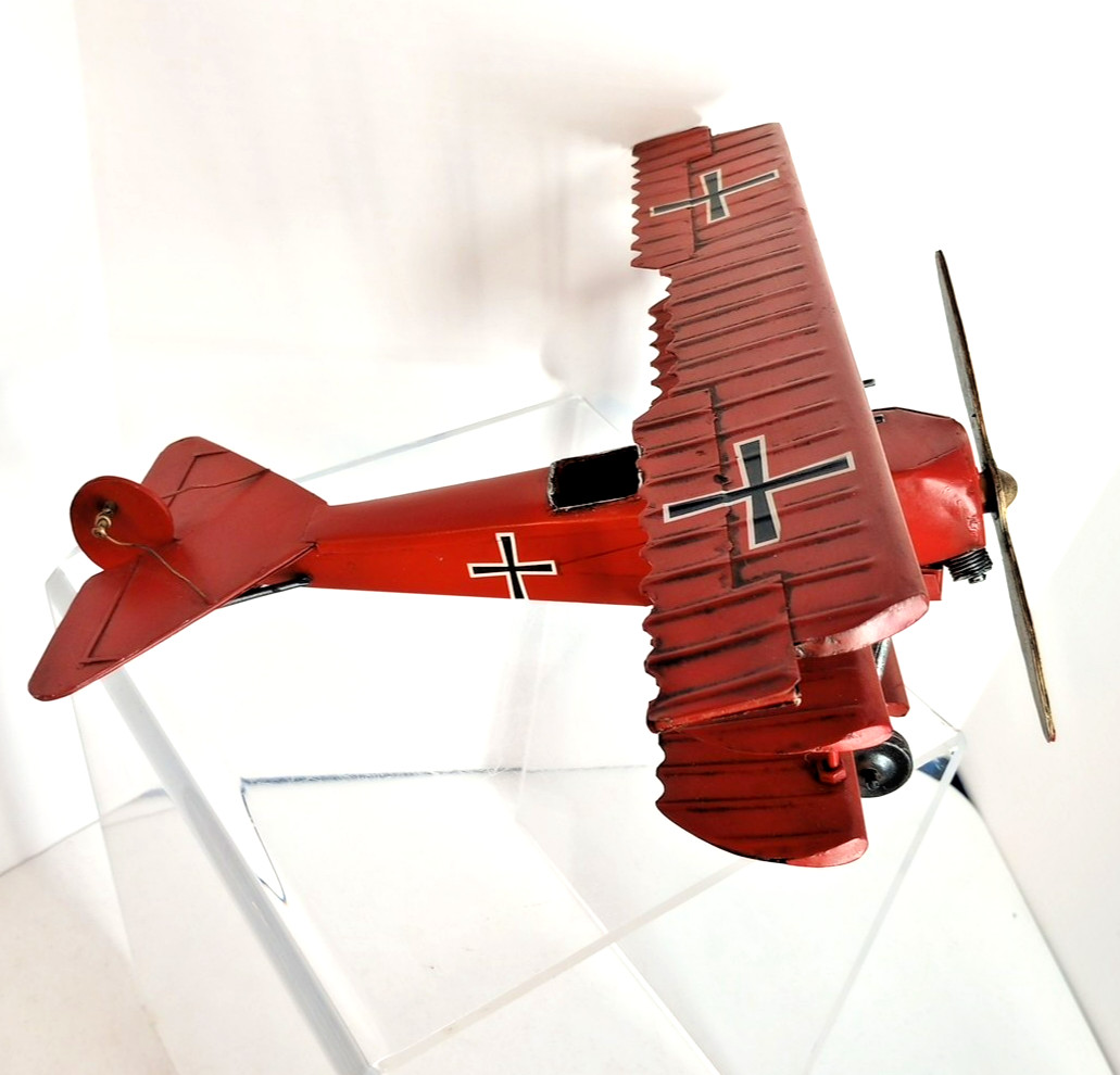 VTG Metal Red Baron Fokker Triplane Model WWI Fighter 14.75\