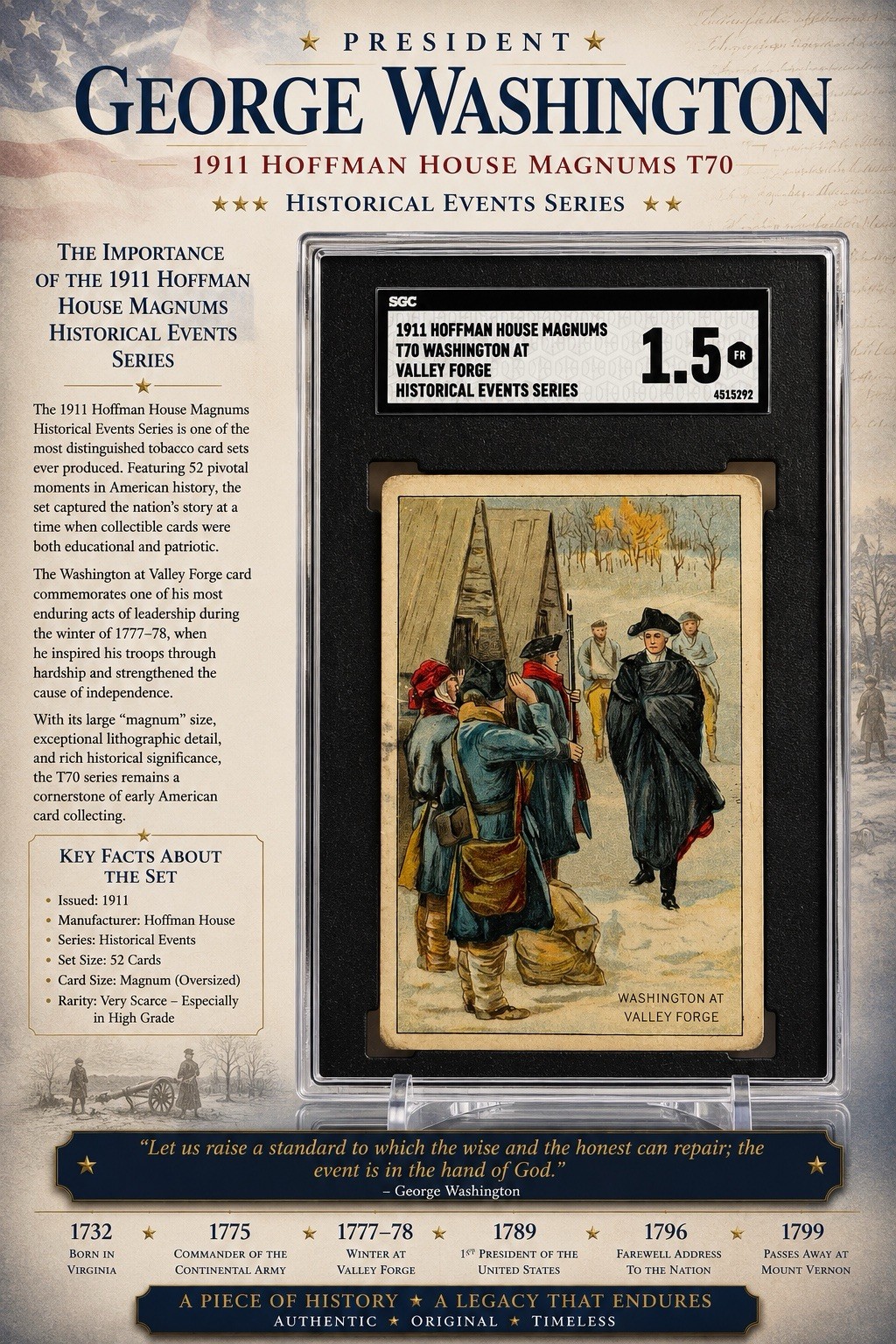 1911 Hoffman House Magnums T70 George Washington at Valley Forge SGC 1.5 🇺🇸