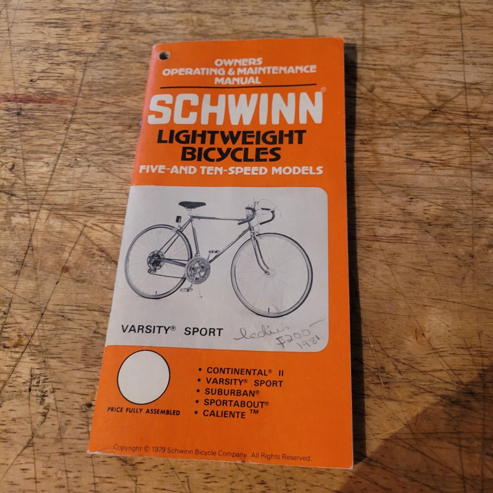 1979 Schwinn Lightweight Bicycles Manual Varsity Sport