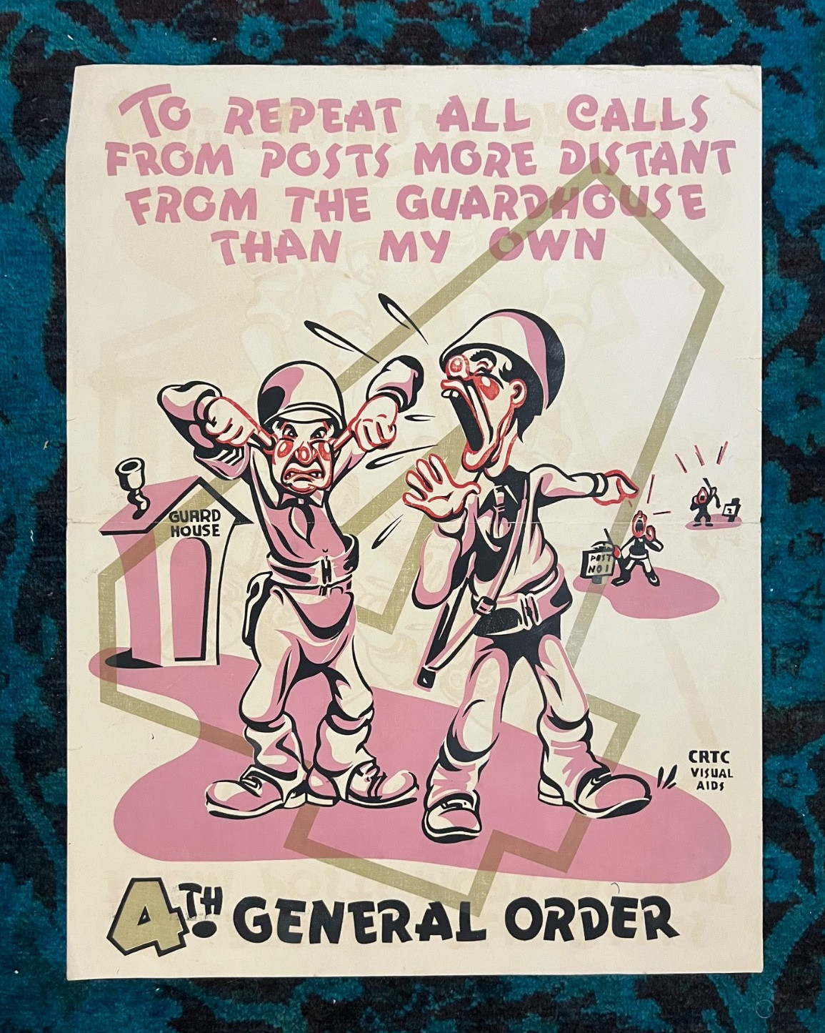 WWII WW2 Original War Poster General Order Army Military Visual Aid Guard House