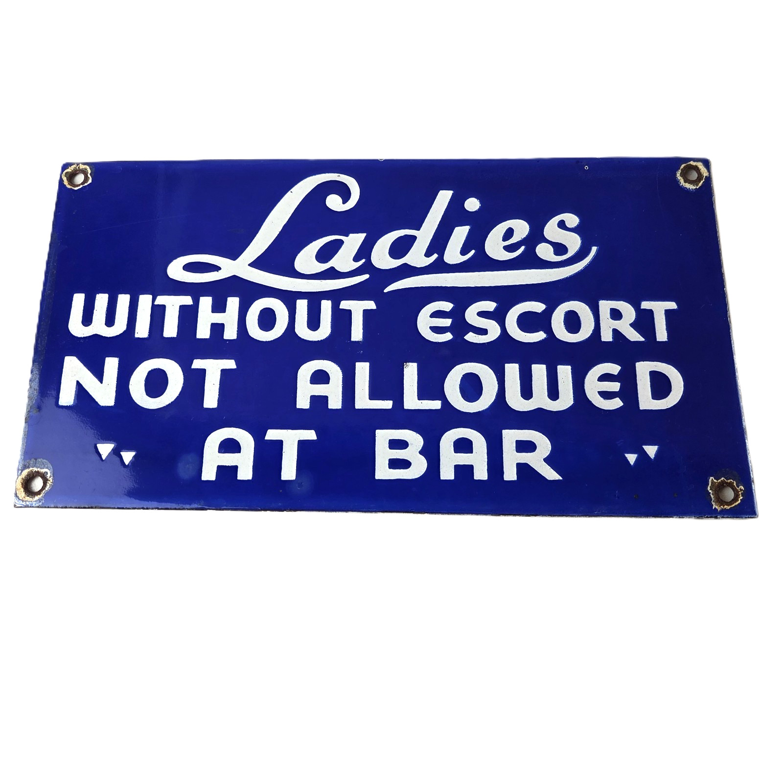 Vintage Ladies Escort Sign - Bar Adult Only Porcelain Gas Pump Sign