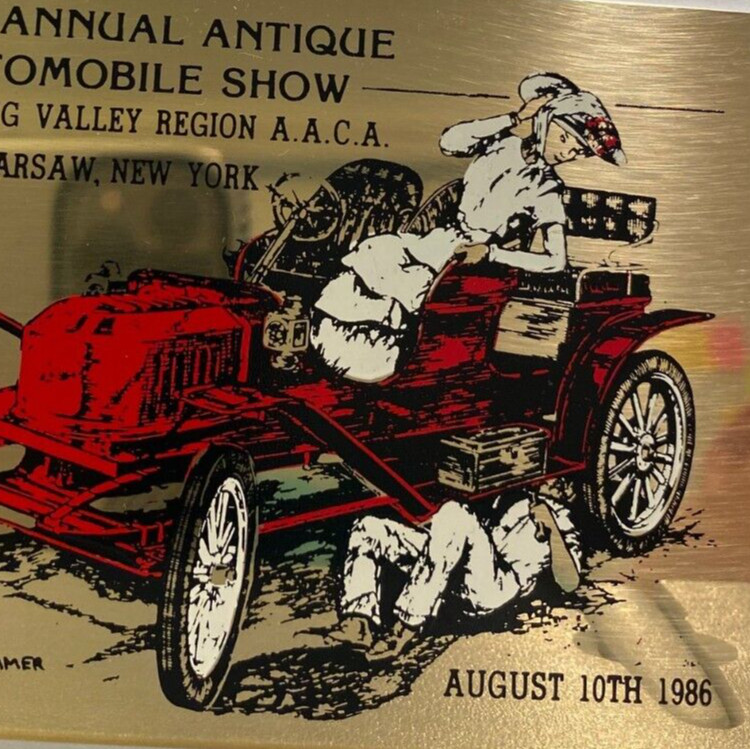 1986 Wyoming Valley Antique Car Show AACA 1909 Stanley Steamer Warsaw NY Plate