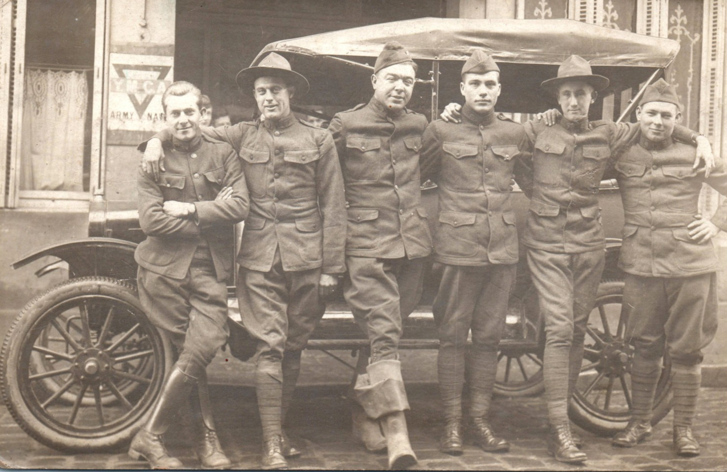 WWI American Army Soldiers Automobile Real Photo Postcard RPPC