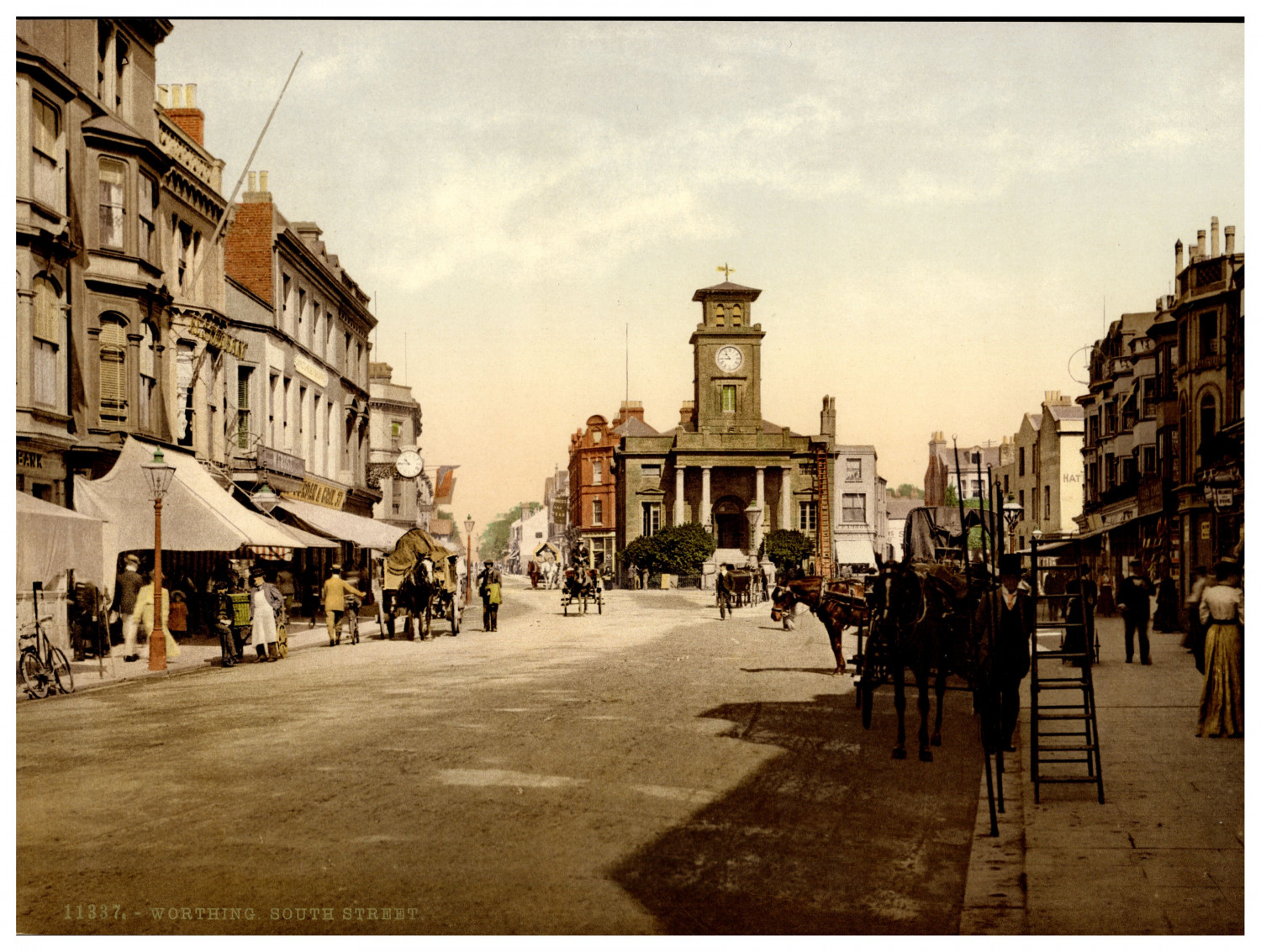 England. Worthing. South Street. Vintage photochrom by P.Z, Photochrom Zurich England. Worthing. South Street. Vintage photochrom by P.Z, Photochrom Zurich