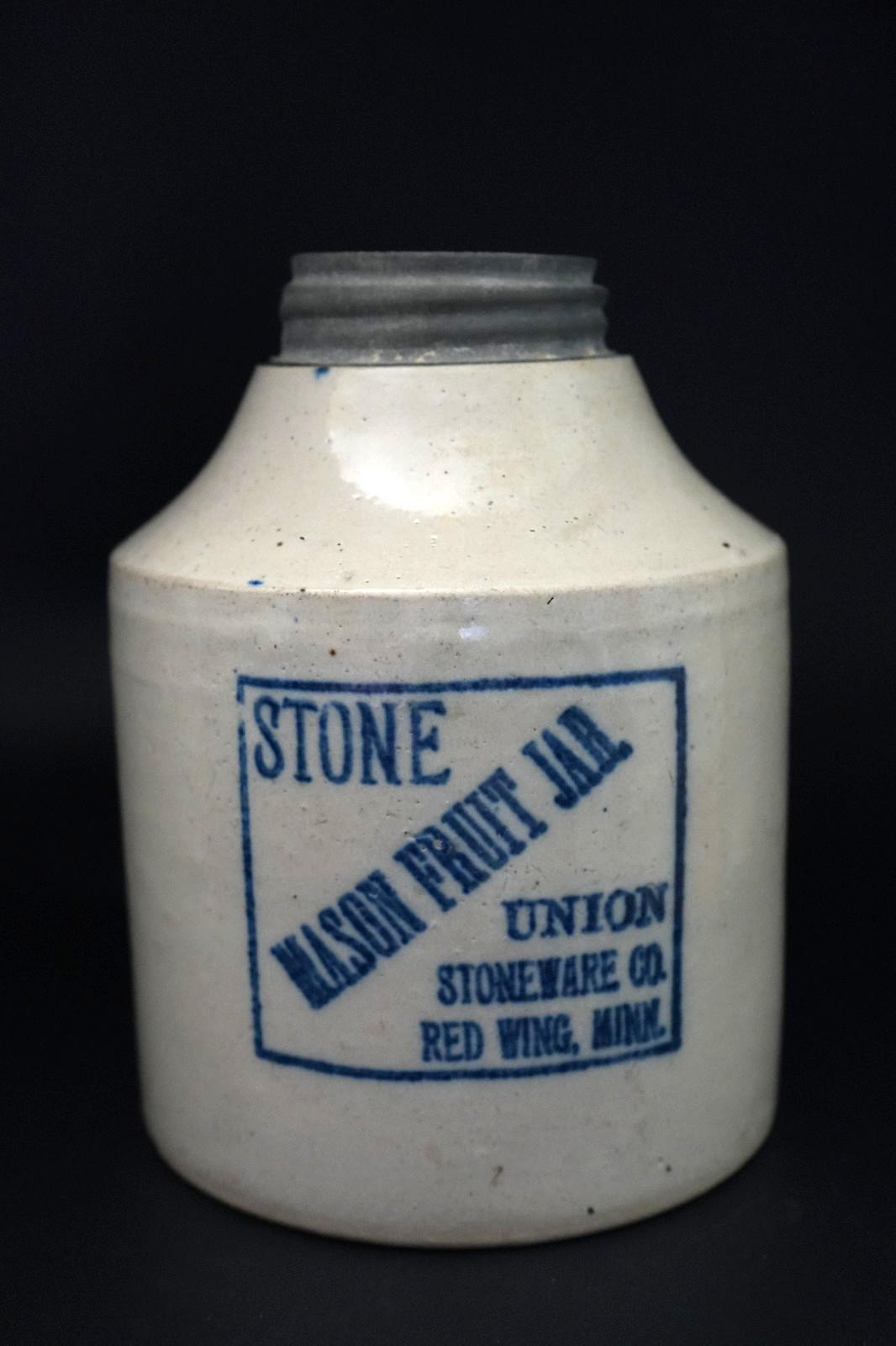 A++ Antique Red Wing One Half Gallon Union Stoneware Co. Mason Stone Fruit Jar