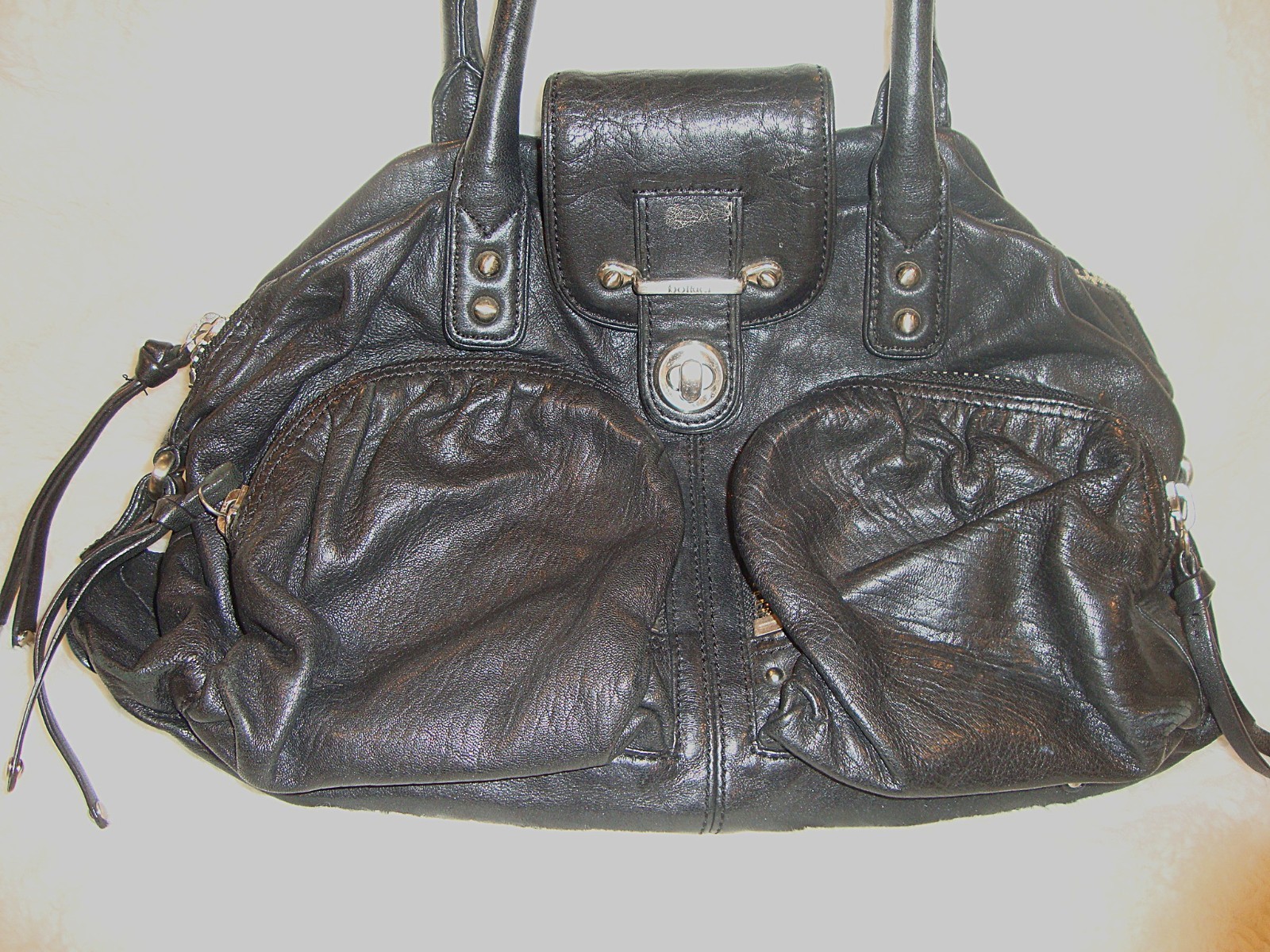 BOTKIER BLACK LEATHER BAG  MULTIPLAY POCKET AUTHENTIC pre-owned