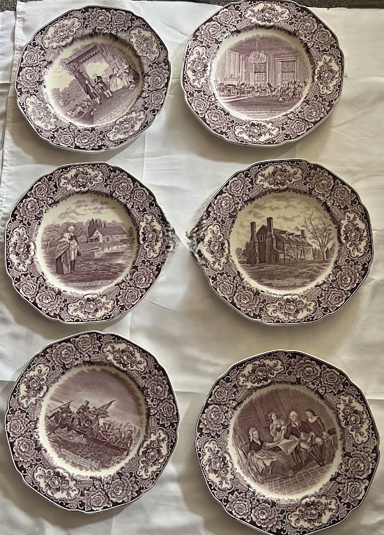 1932 SIX CROWN DUCAL GEORGE WASHINGTON BICENTENARY MEMORIAL PLATES