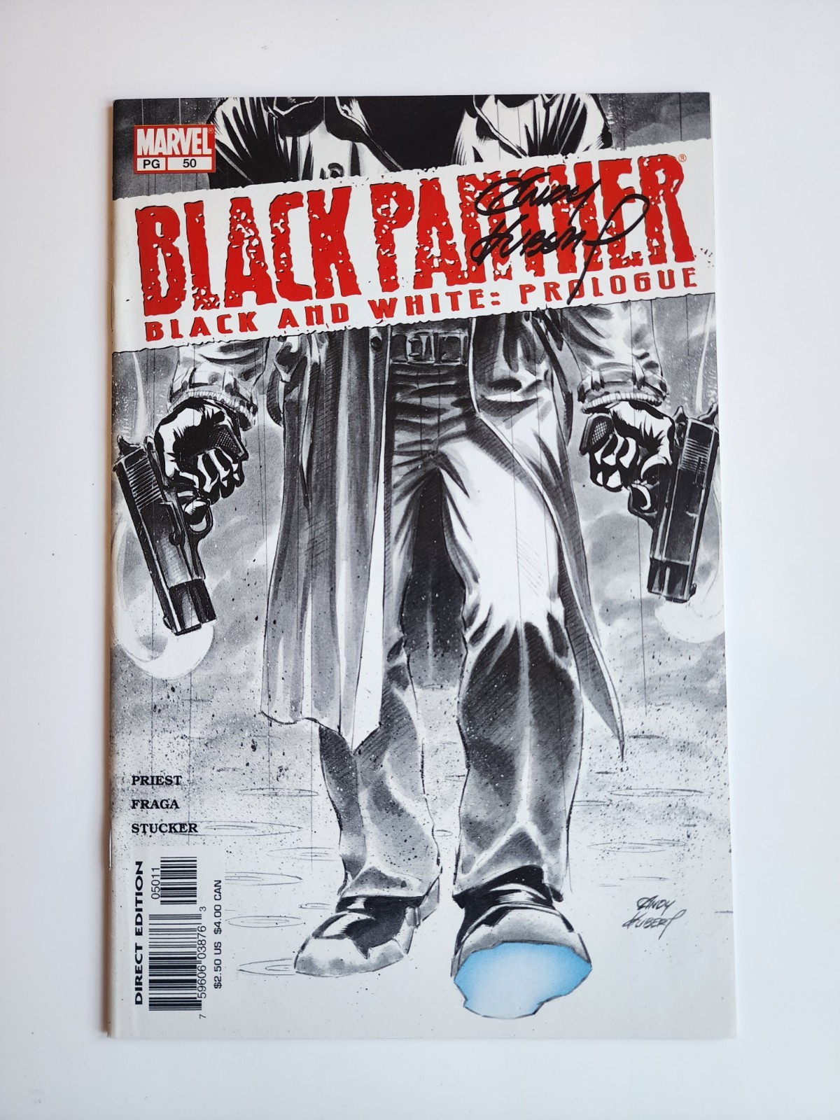 Black Panther #50 Black & White Prologue Signed by Andy Kubert – White Tiger 1st