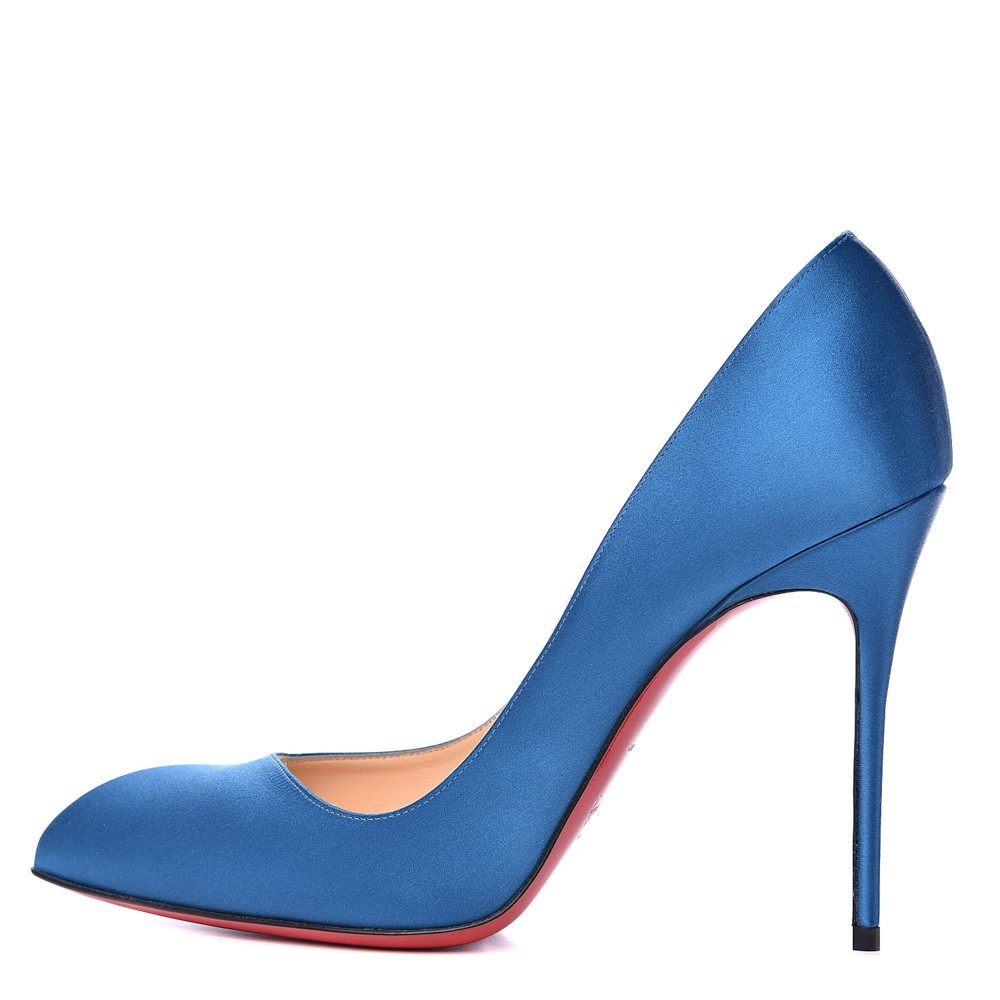 with box Christian Louboutin NIB Corneille 100 Blue Satin Stiletto Heels G1N