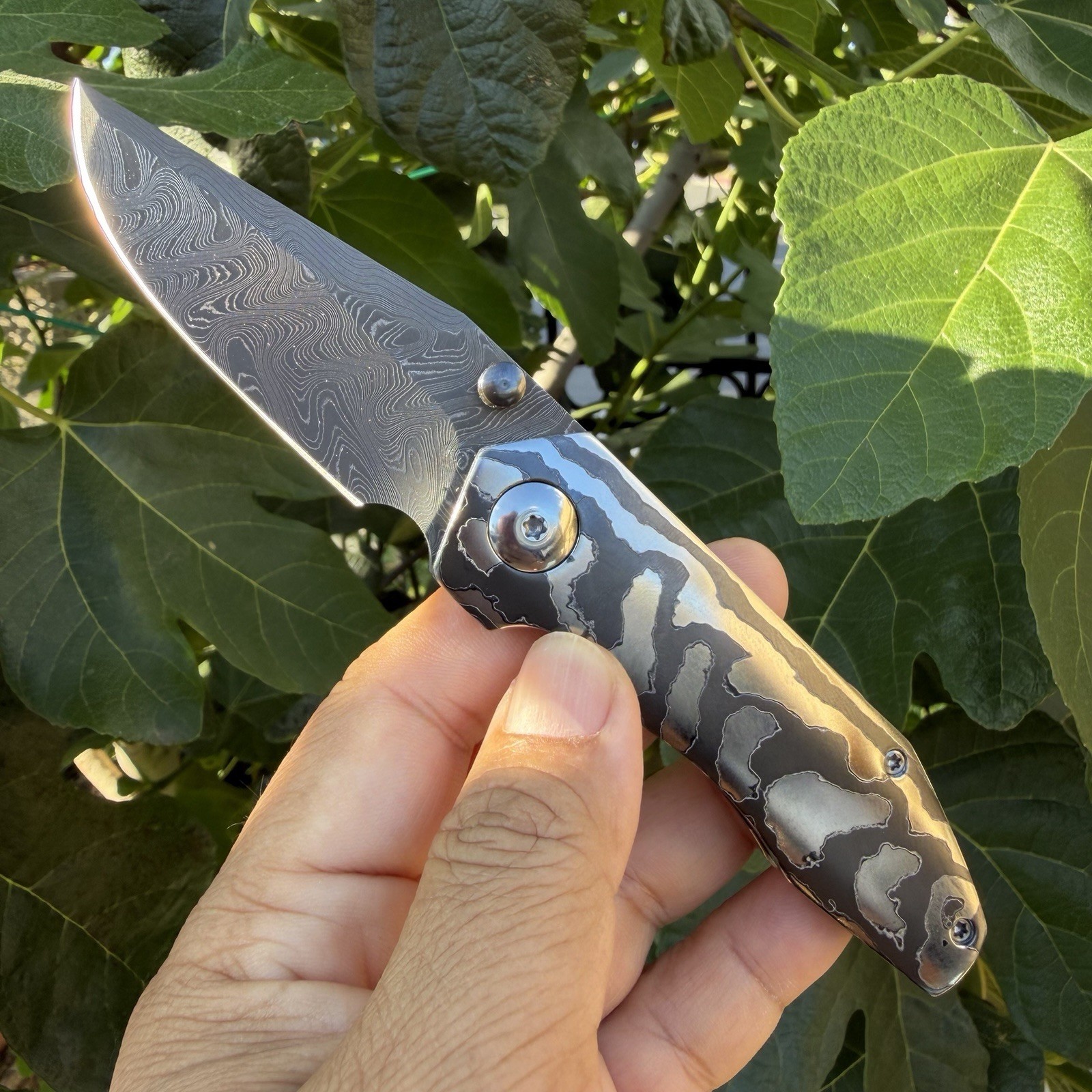 Daniel Koert Custom Knife Mini Sabot Damascus Blade Rare Zir Accents Folder
