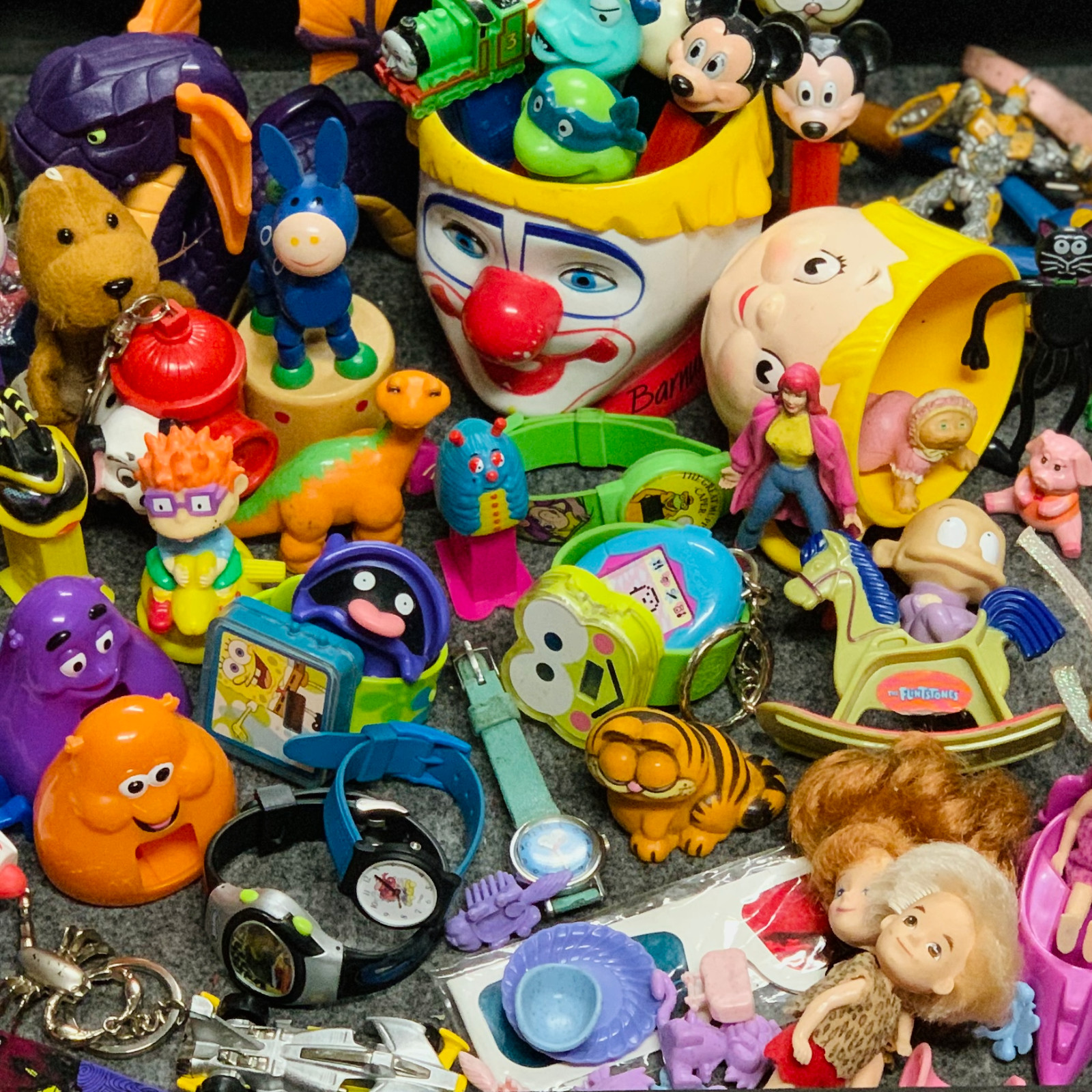 Vintage 80s/90s Toy Lot 50+ Disney PEZ Mattel Timex Snoopy Mcdonalds DreamWorks