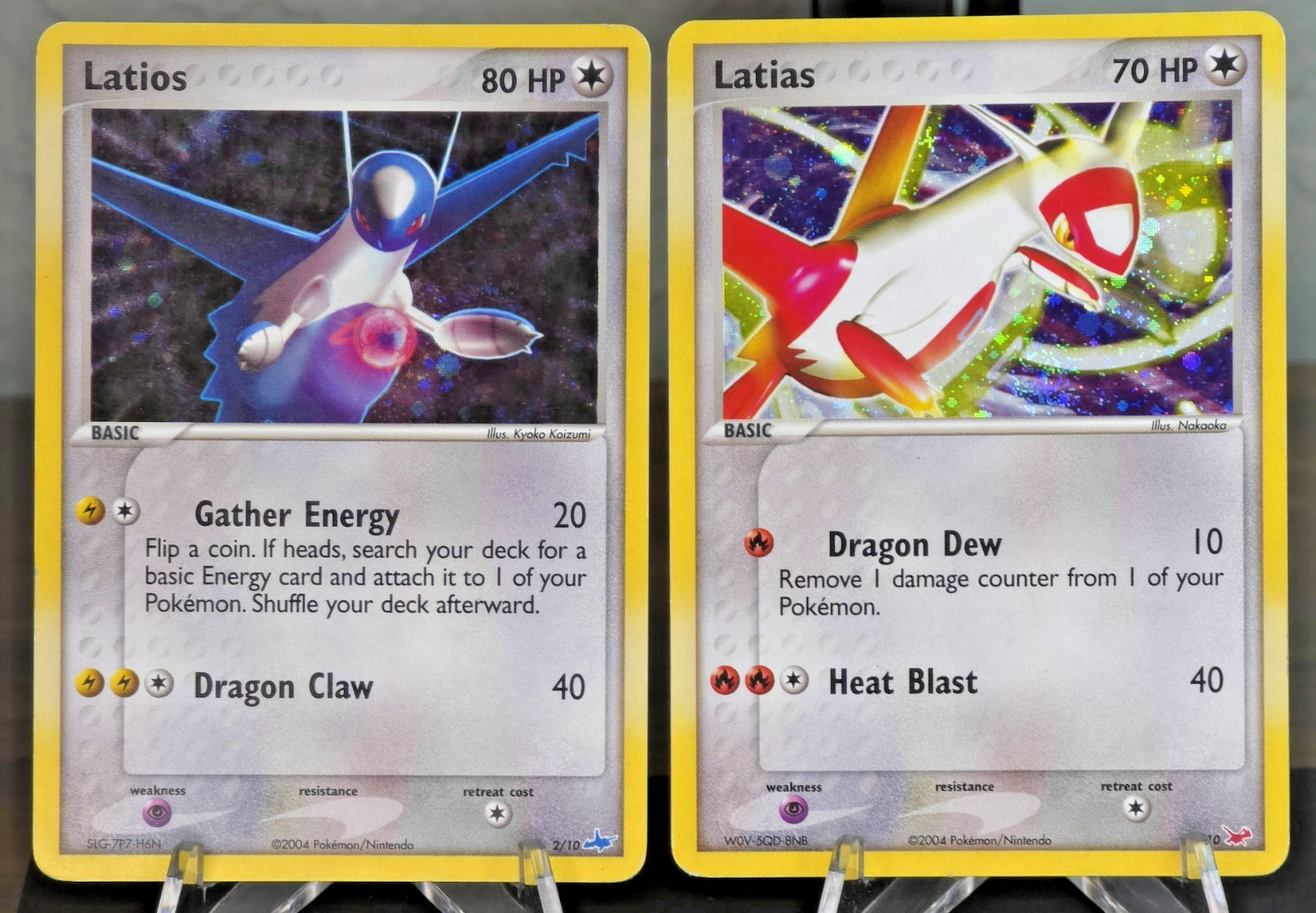 Vintage Latios 2/10 and Latias 4/10 Holo card EX  Latios and Latias MP