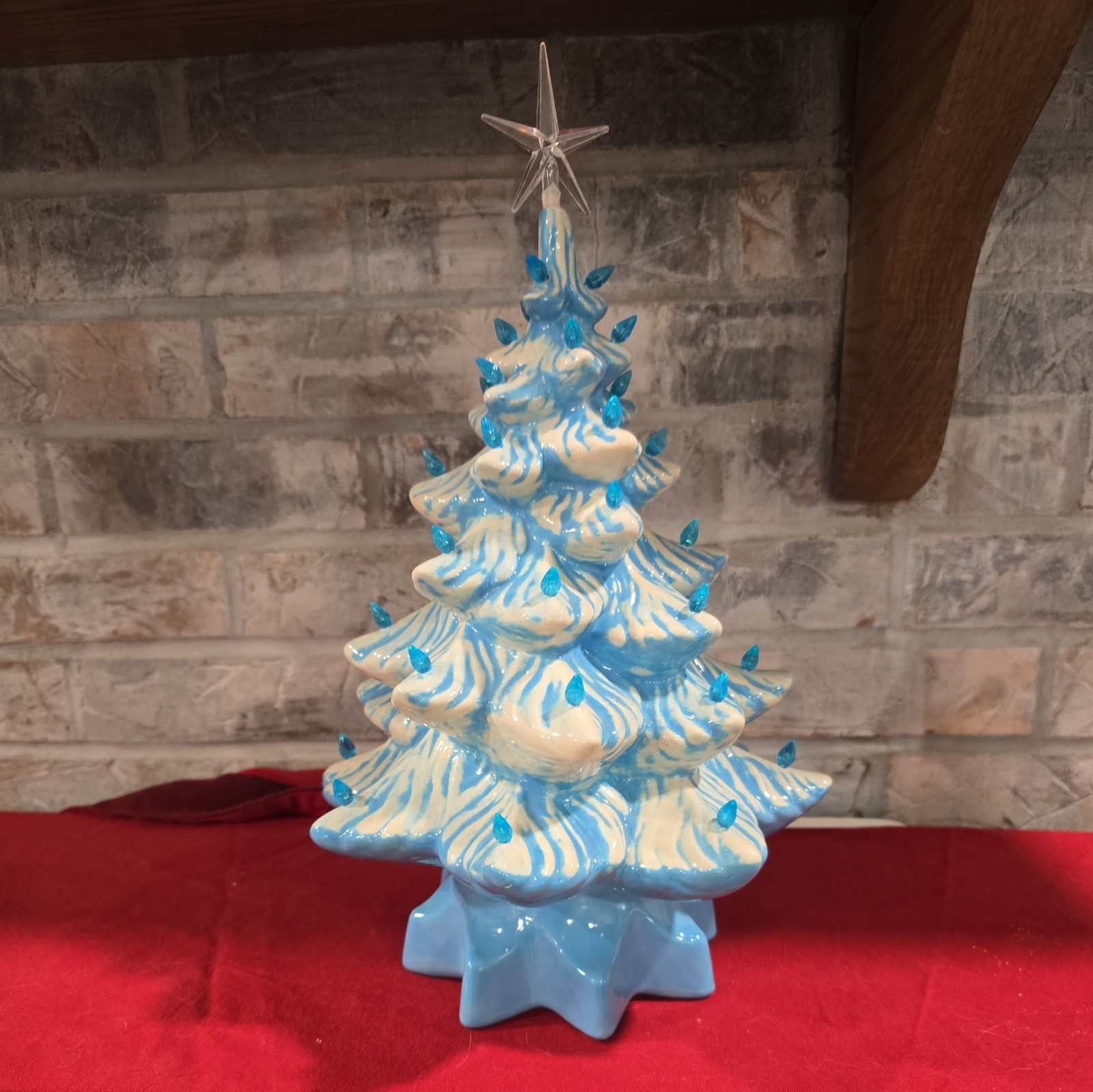 Vintage Ceramic Blue Silent Night Tree , 13
