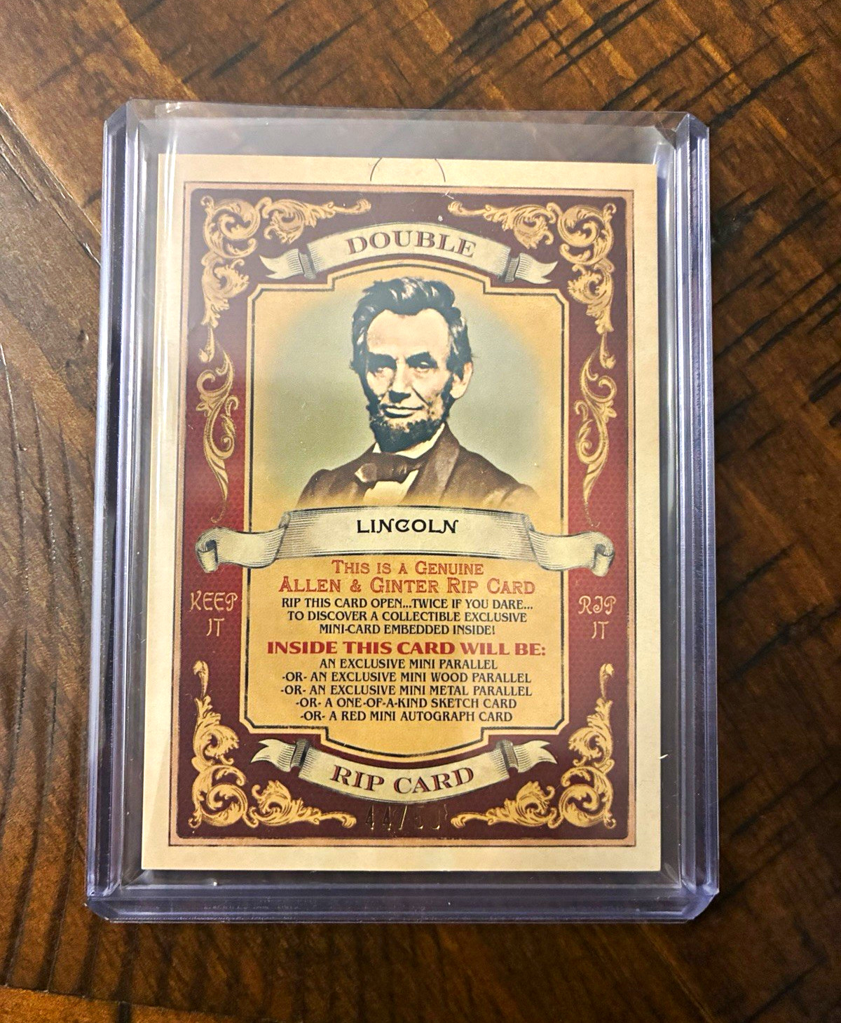 Topps 2026 Allen & Ginter Double Rip Card Lincoln & Grant DRIP-69 Used 44/50