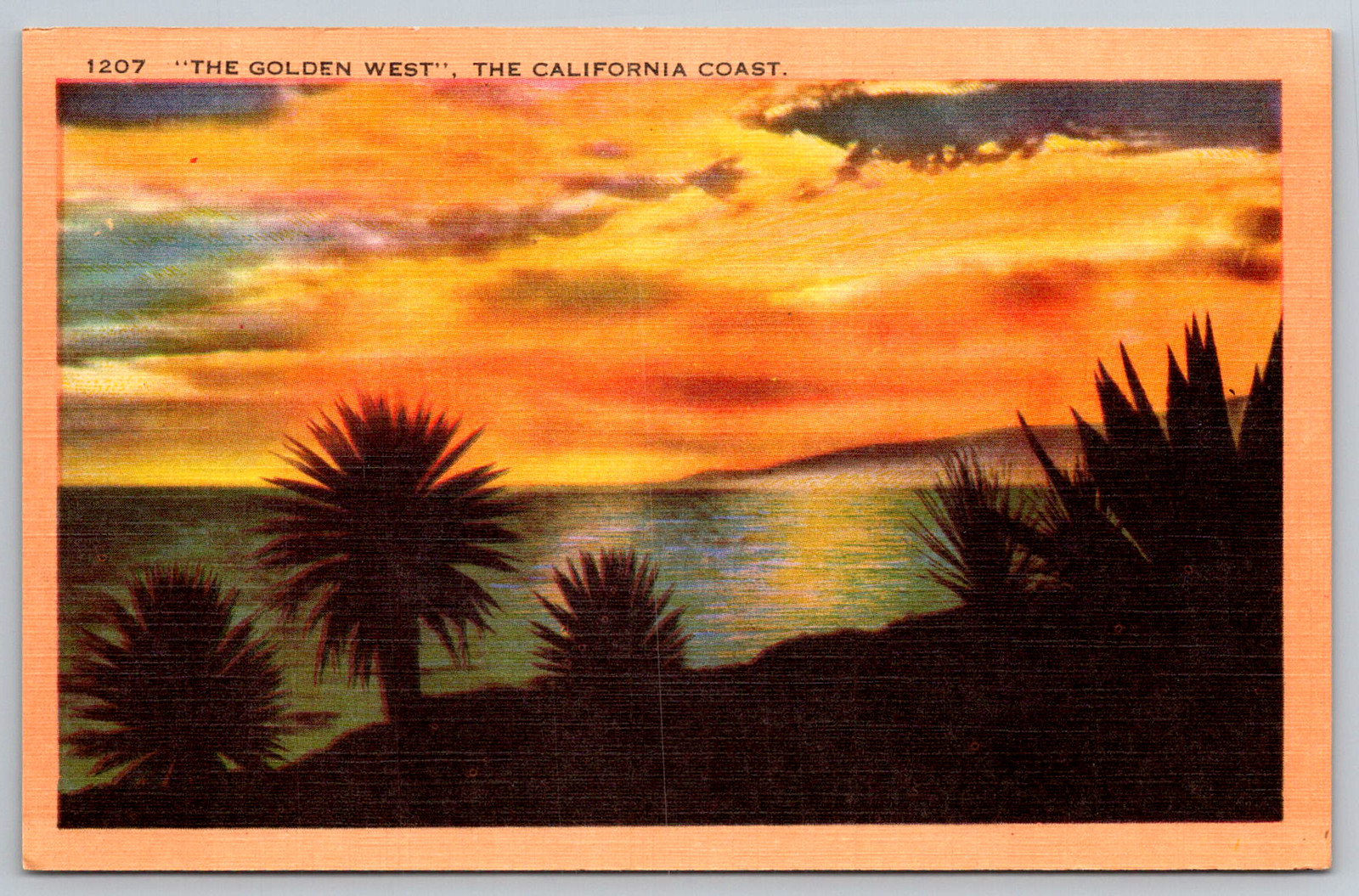 c1940s The Golden West California Coast Sunset Los Angeles Postcard