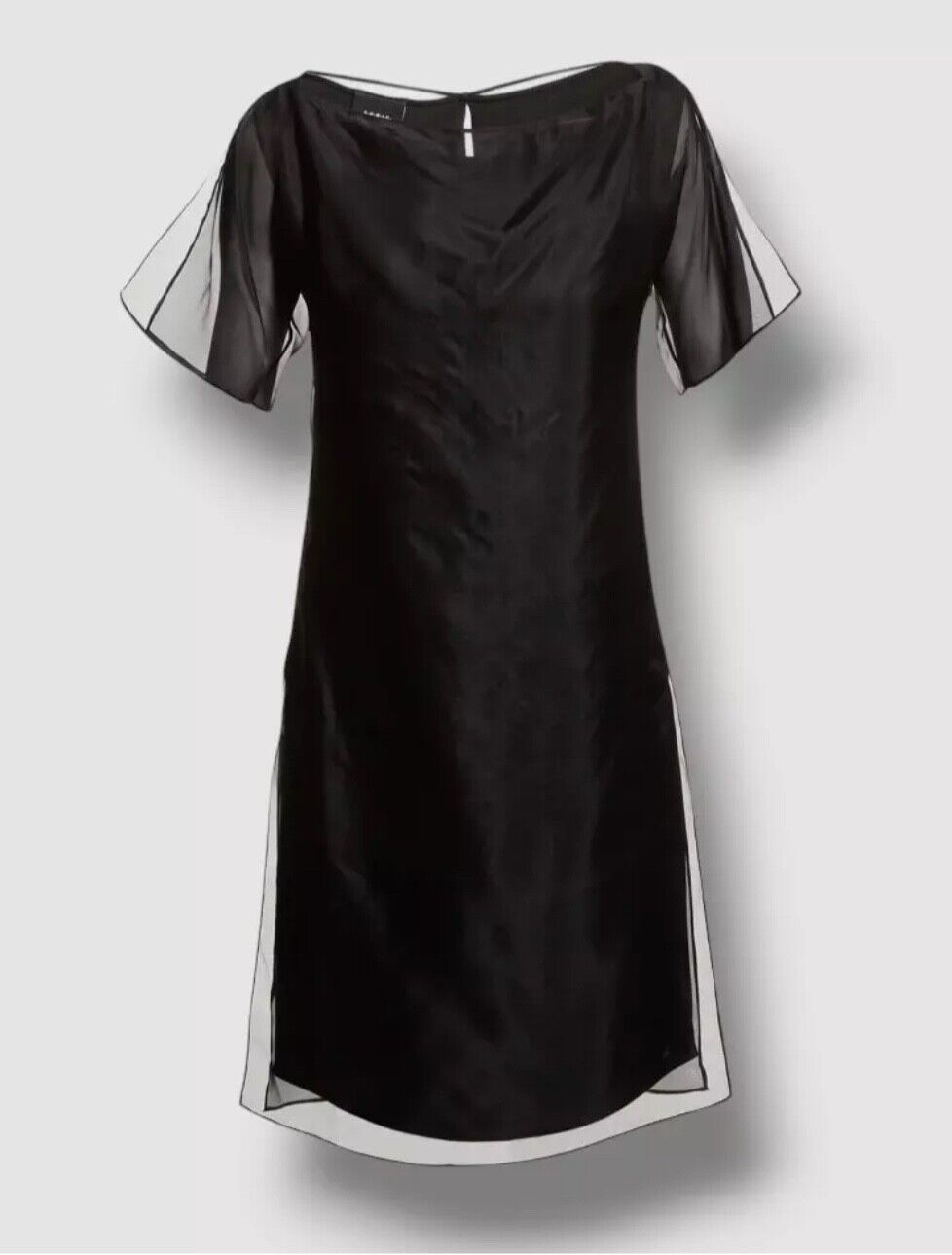 $4990 Akris Women\'s Black Sequined Chiffon Overlay Sequin A Line Dress Size 10