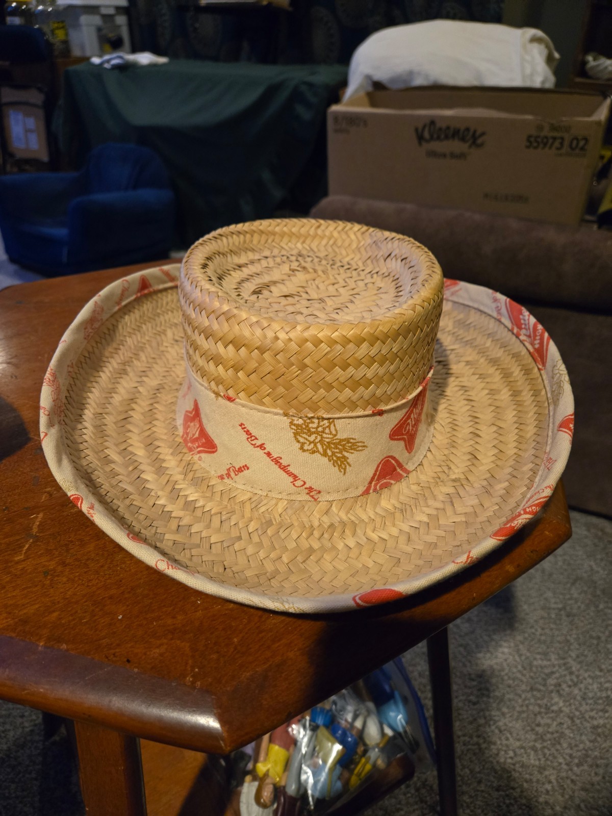 Vintage 1970s Miller High Life Straw Hat Champagne of Bottled Beers \