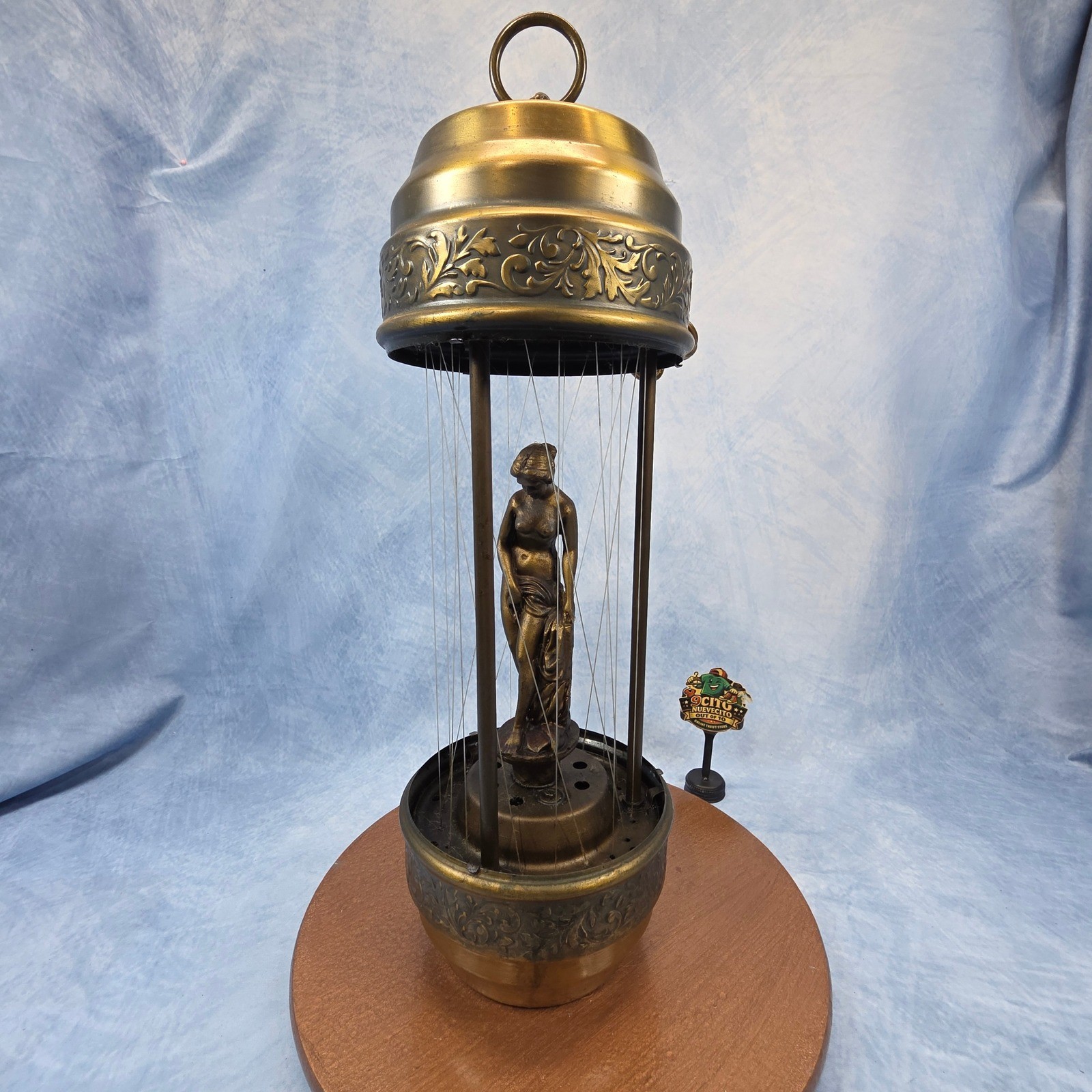 Vintage 70s Oil Rain Lamp Greek Goddess Venus Statue Gold Finish Mid Century