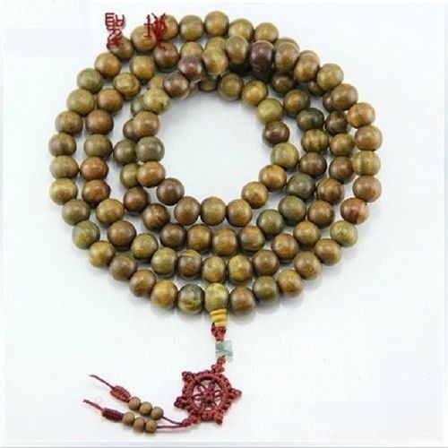 Grade A Huge 108 10mm Green Sandalwood Prayer Beads Wheel Mala Necklace -41\