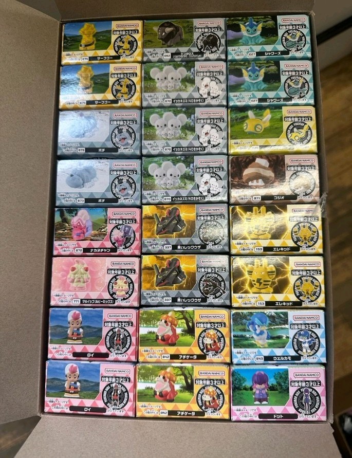 Full Display of New Bandai Pokémon Soft Vinyl figures. 24 pcs