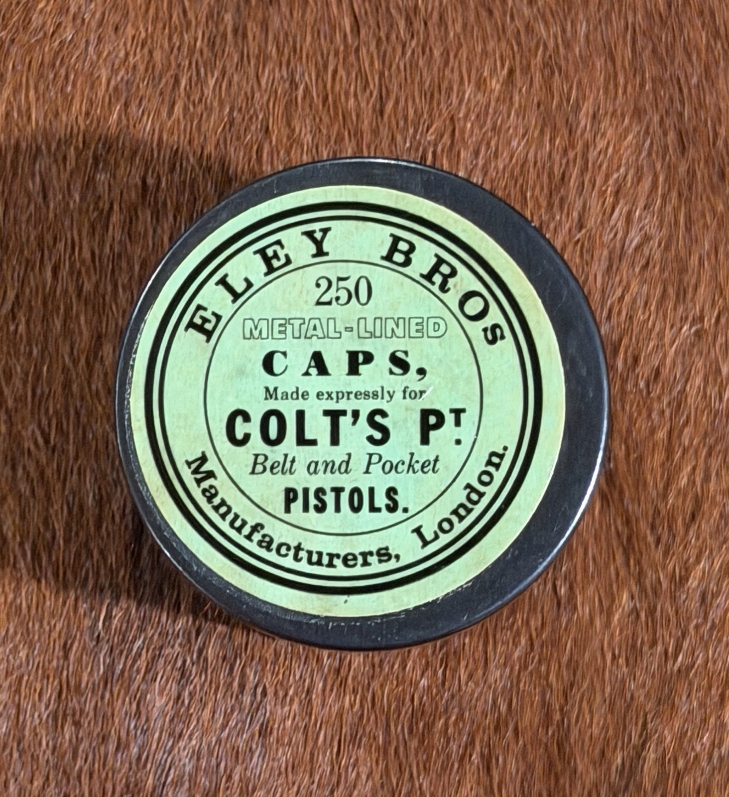 Civil War Era Eley Bros London Colt Pistol Percussion Cap Tin Empty Antique