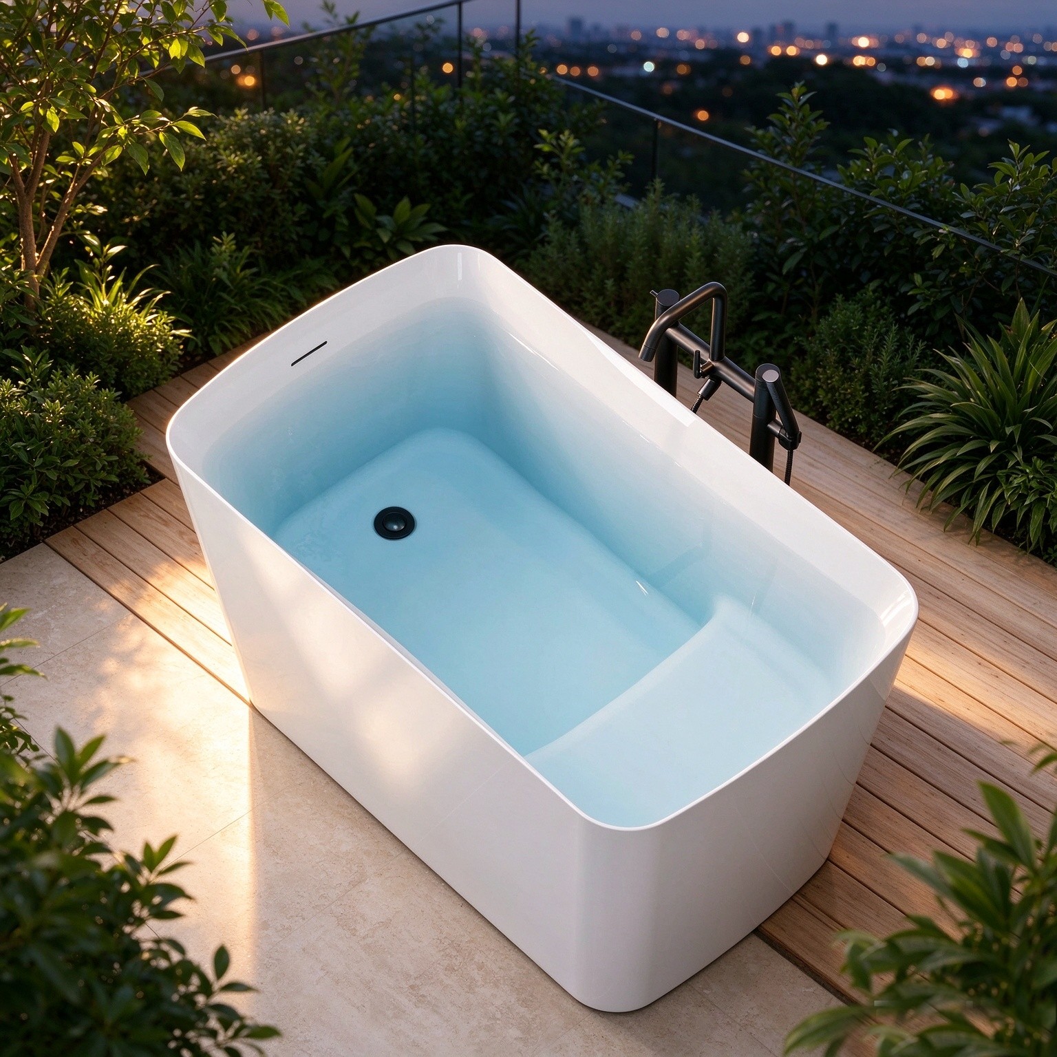 HOROW 47x27 In Acrylic Freestanding Bathtub with Seat Rectangle Soaking Bath Tub