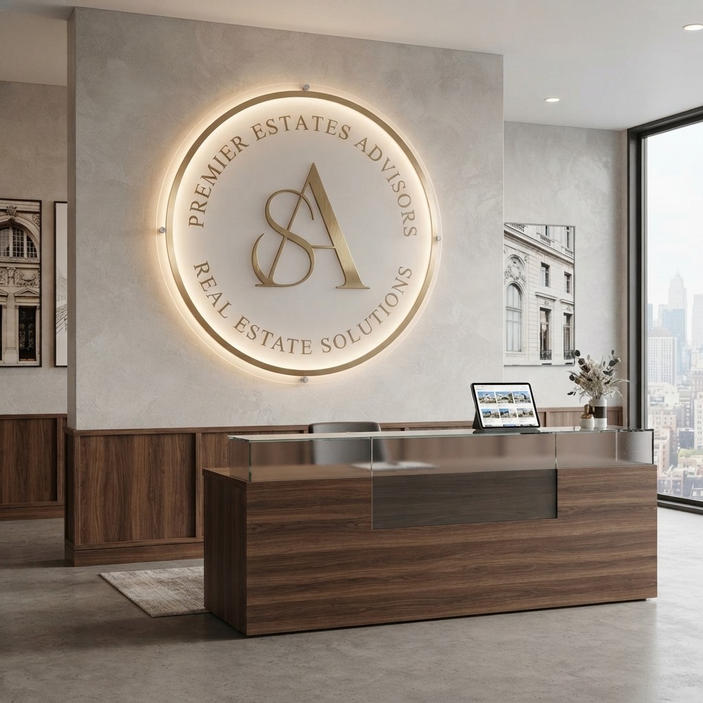 Custom Round Acrylic Backlit LED Sign | Business Logo Wall Decor Display Modern