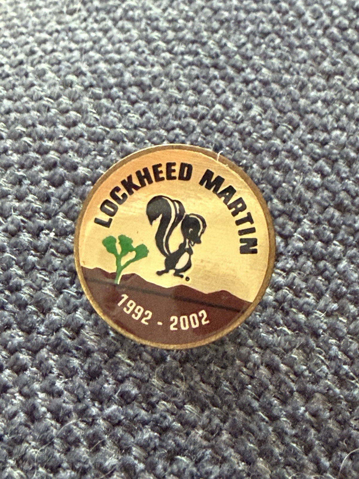 vintage Lockheed Martin Skunk Works commemorative pin celebrating the 1992–2002