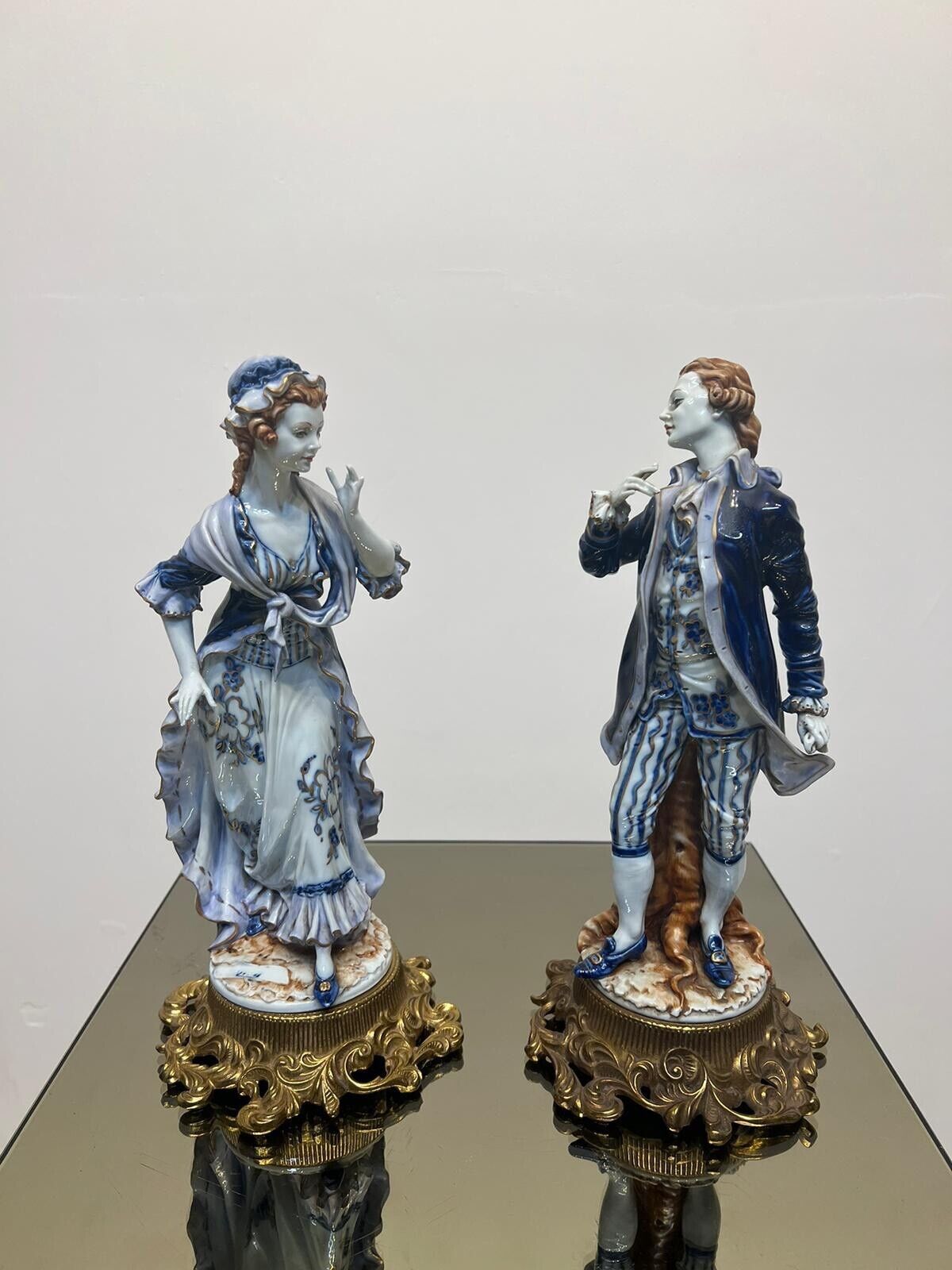 Pair Of Ceramic, Vases Of Lady & Rider, Ceramic Garment by Monte