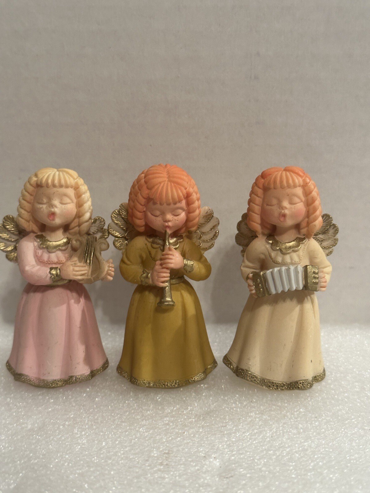 Vintage Christmas Angel Figurines Set Of 3 Made In Italy 2.75”