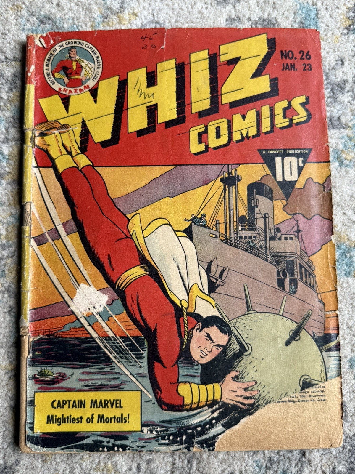Whiz Comics #26 Captain Marvel Mightiest of Mortals 1942 RARE ORIGINAL